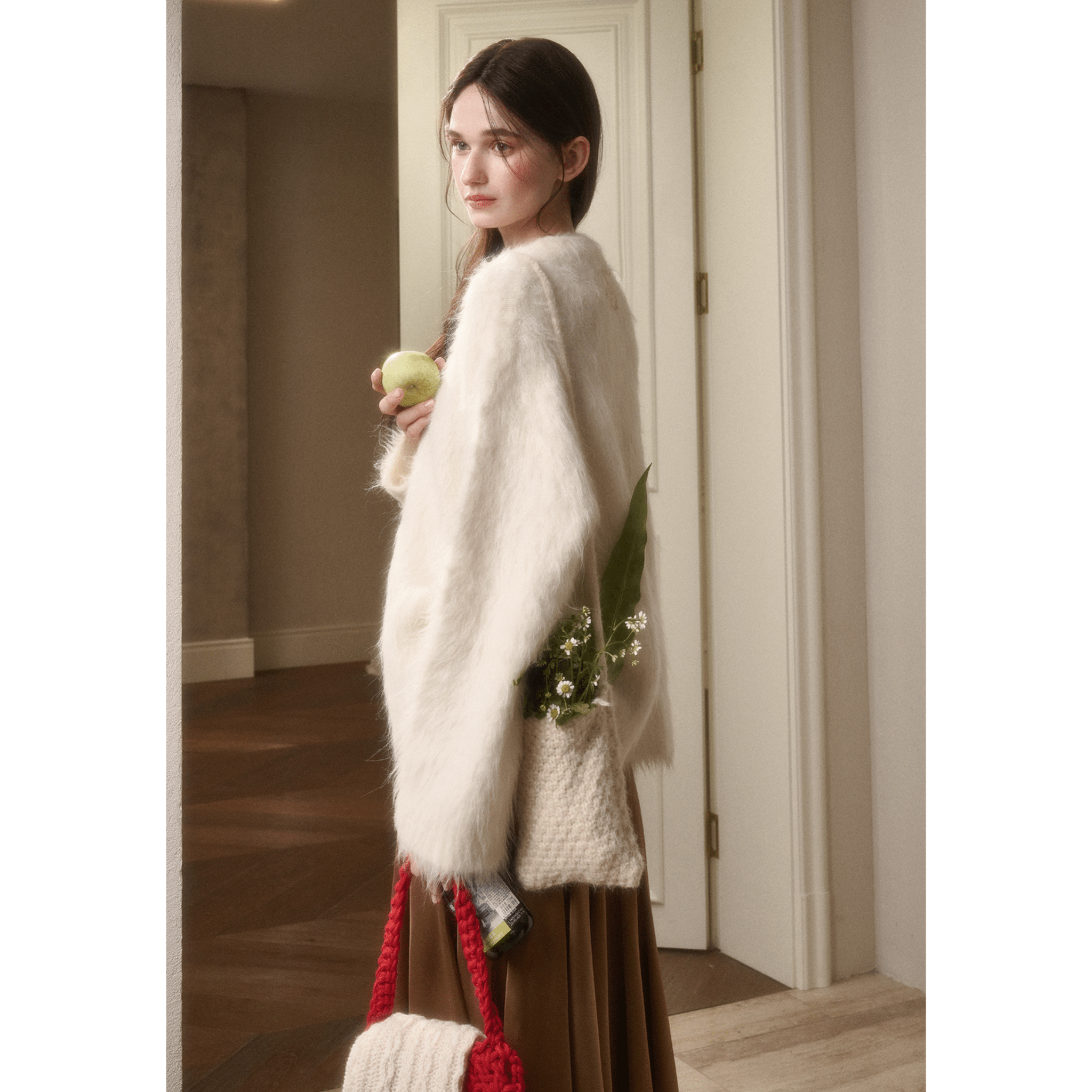 Group of Universe "Little Lamb" Crew Neck Sweater in White | MADAX