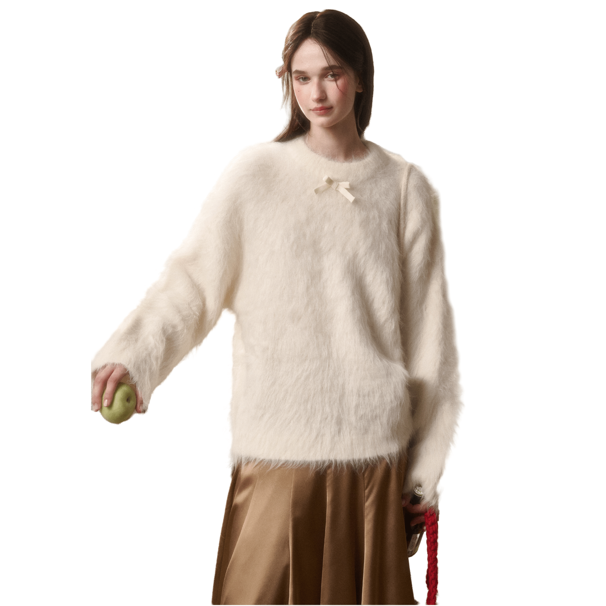 Group of Universe "Little Lamb" Crew Neck Sweater in White | MADAX