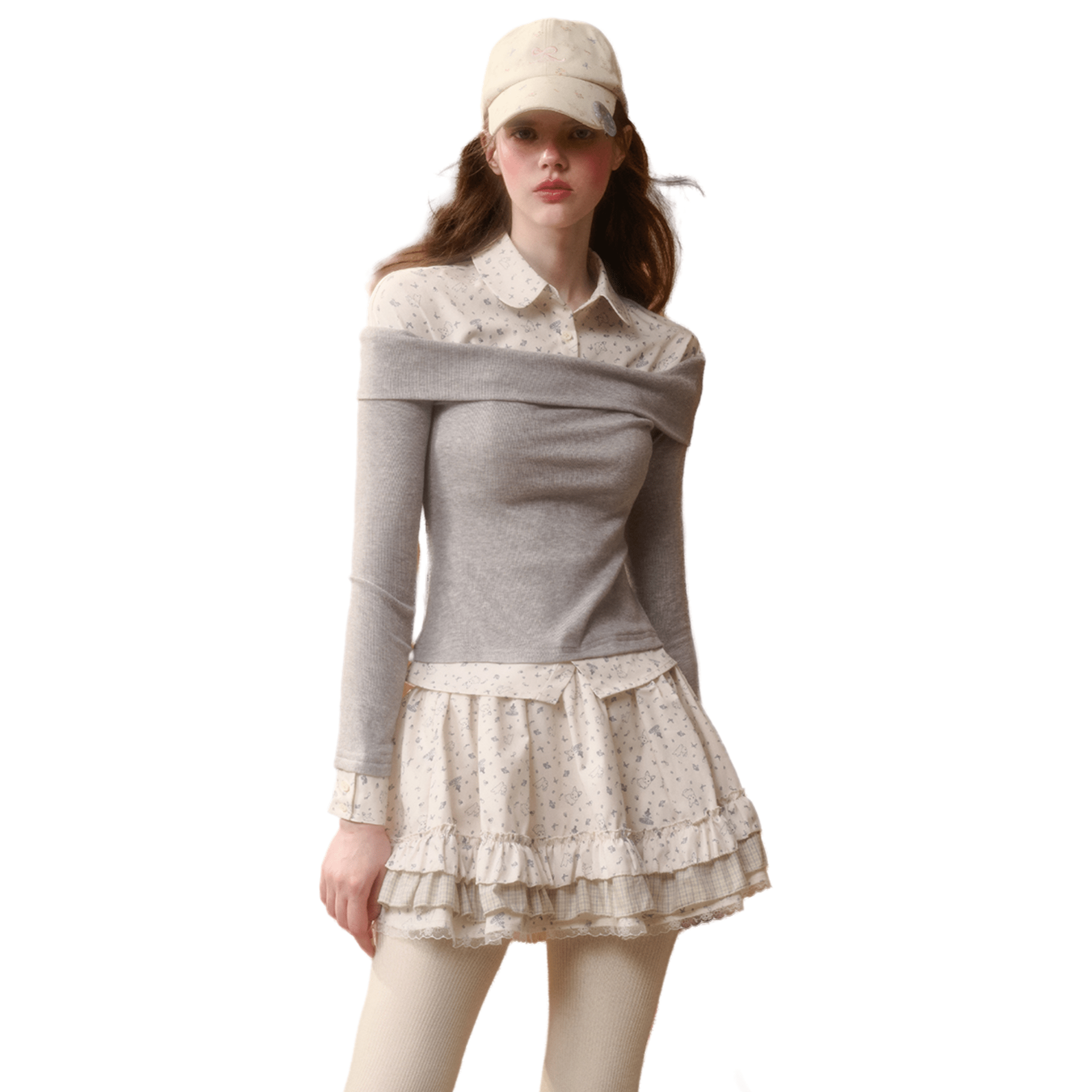 Group of Universe "Little Rabbit Fountain" Print Top in Gray | MADAX