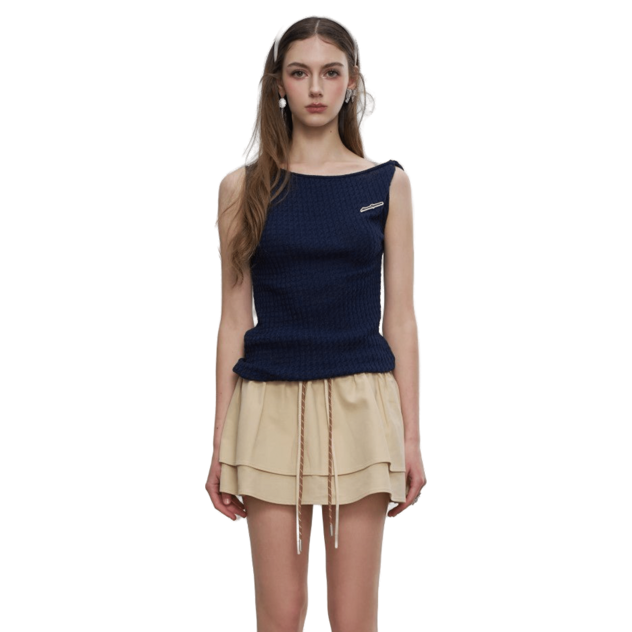 AIMME SPARROW Logo Knit Top In Navy | MADAX