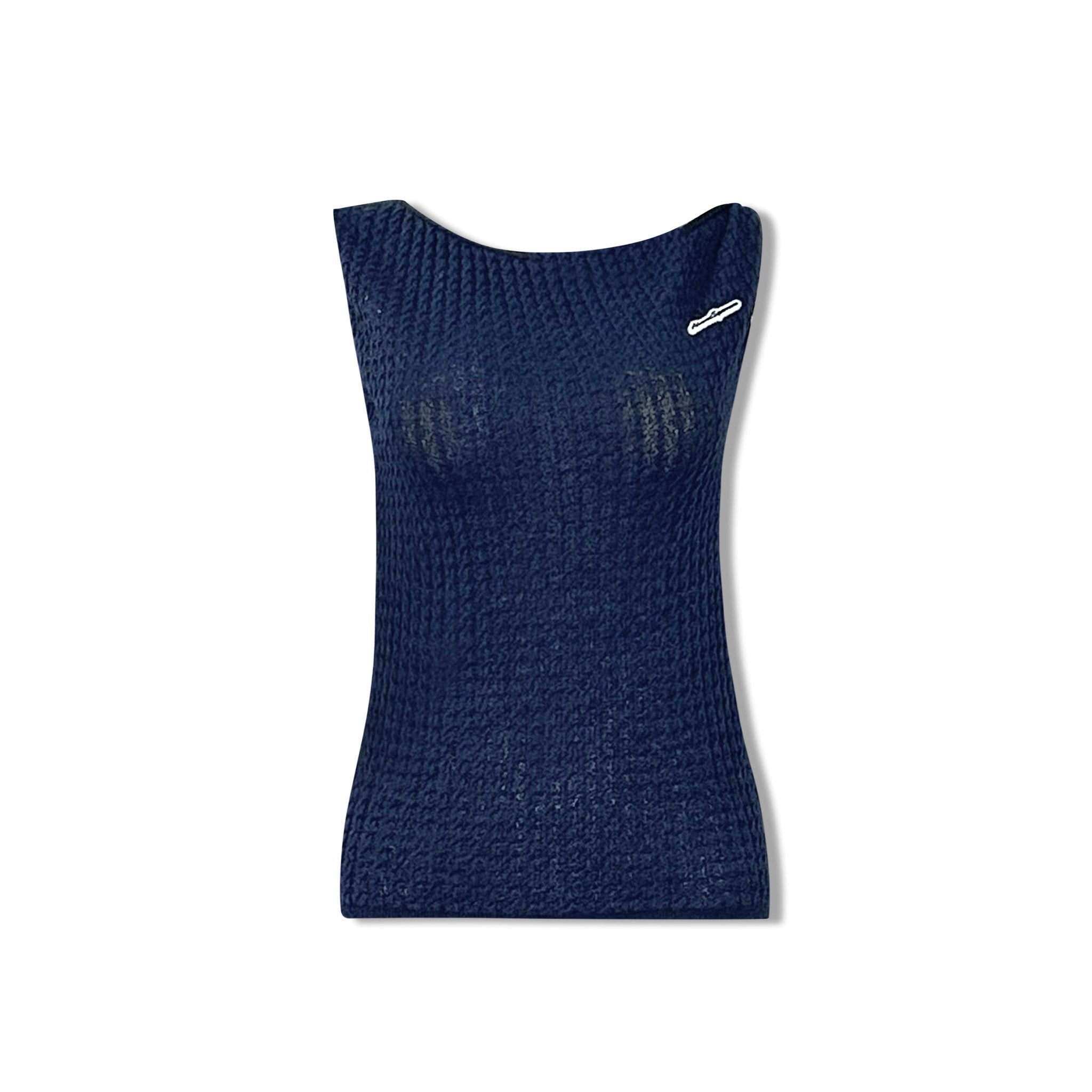 AIMME SPARROW Logo Knit Top In Navy | MADAX