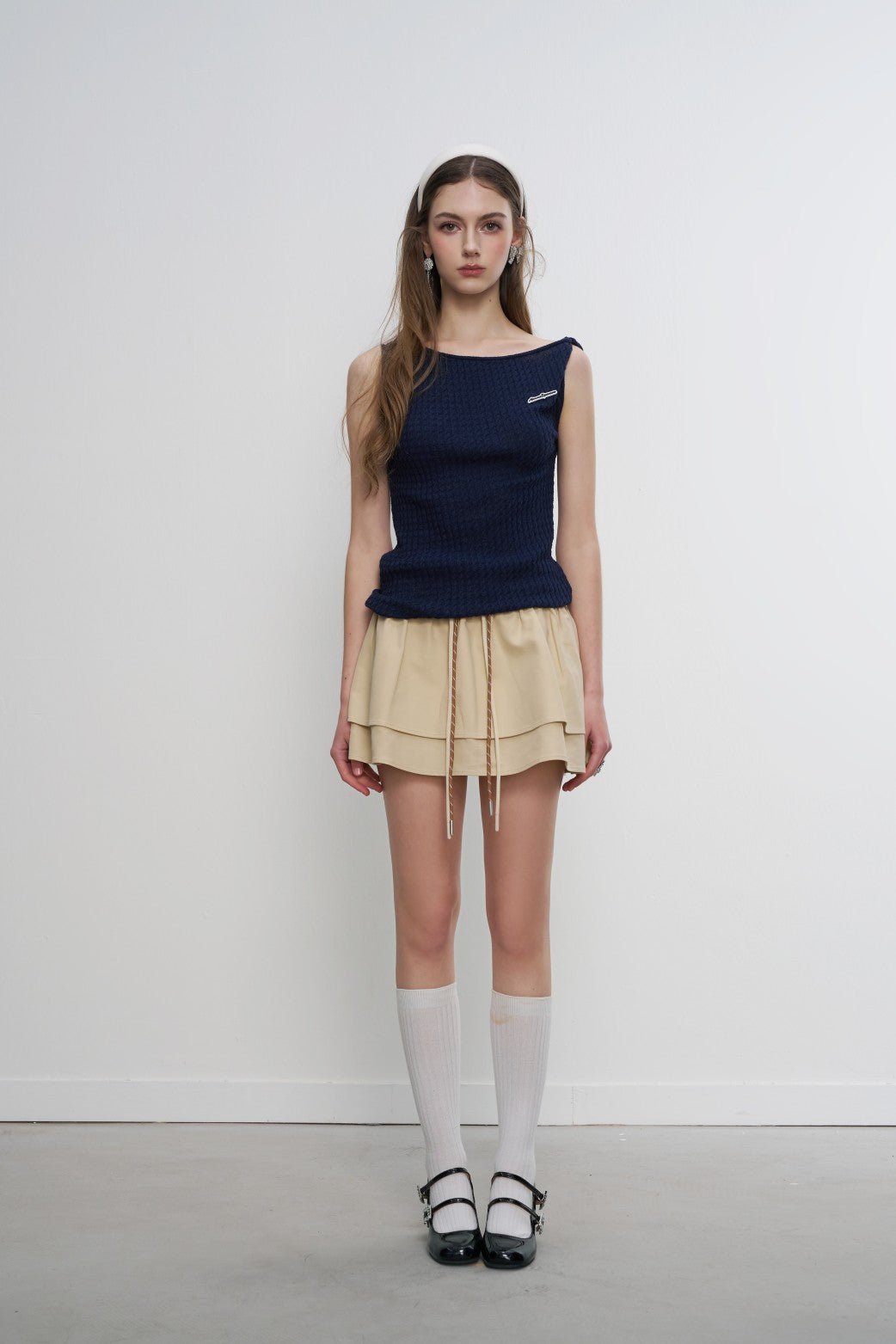AIMME SPARROW Logo Knit Top In Navy | MADAX
