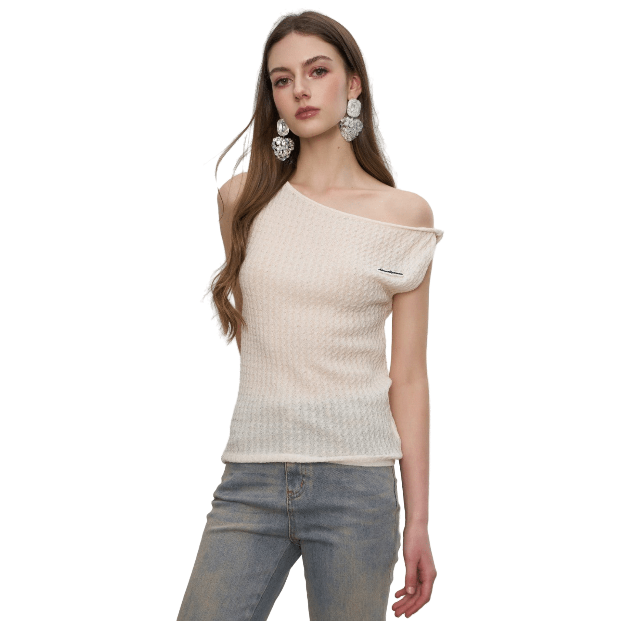 AIMME SPARROW Logo Knit Top In White | MADAX