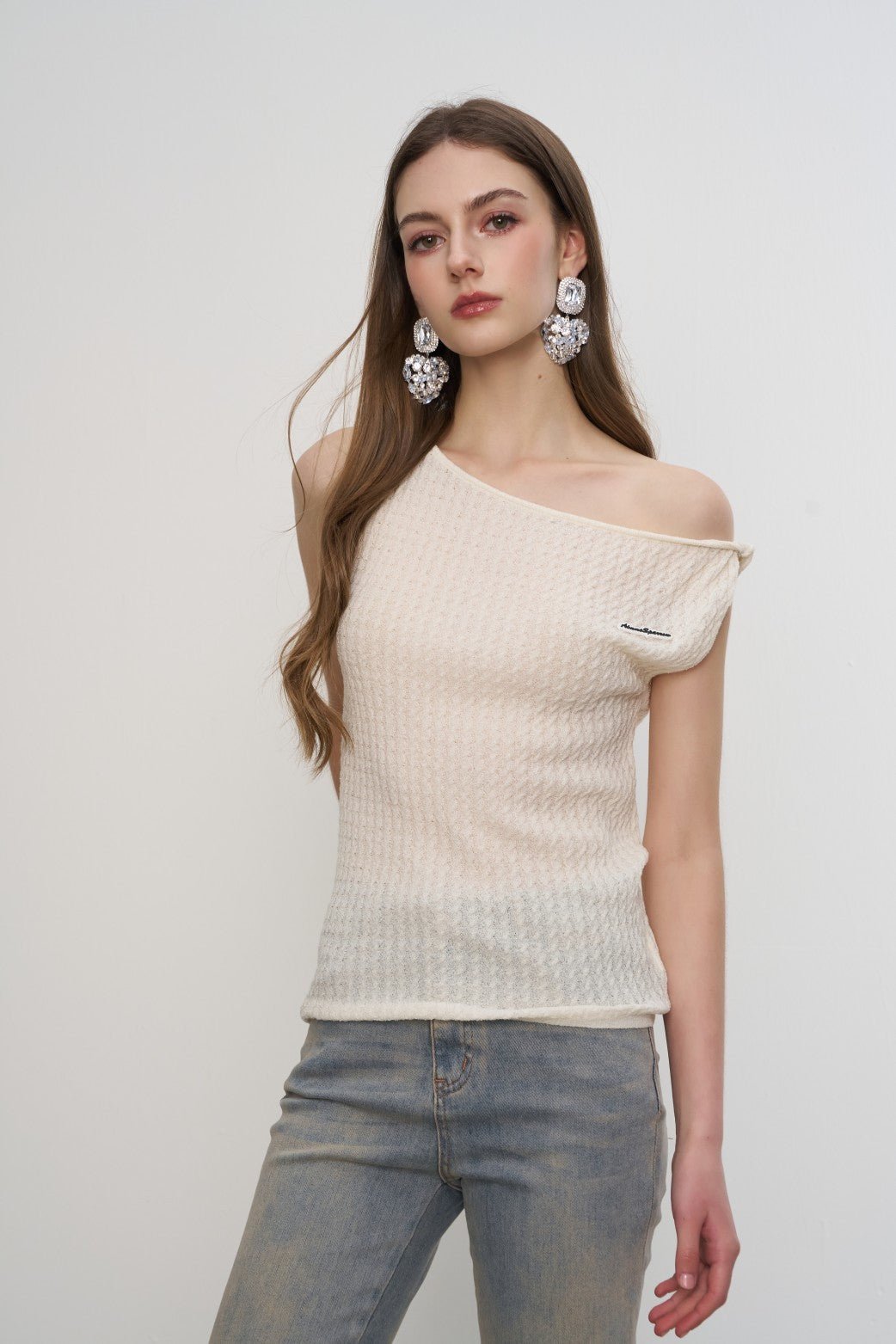 AIMME SPARROW Logo Knit Top In White | MADAX