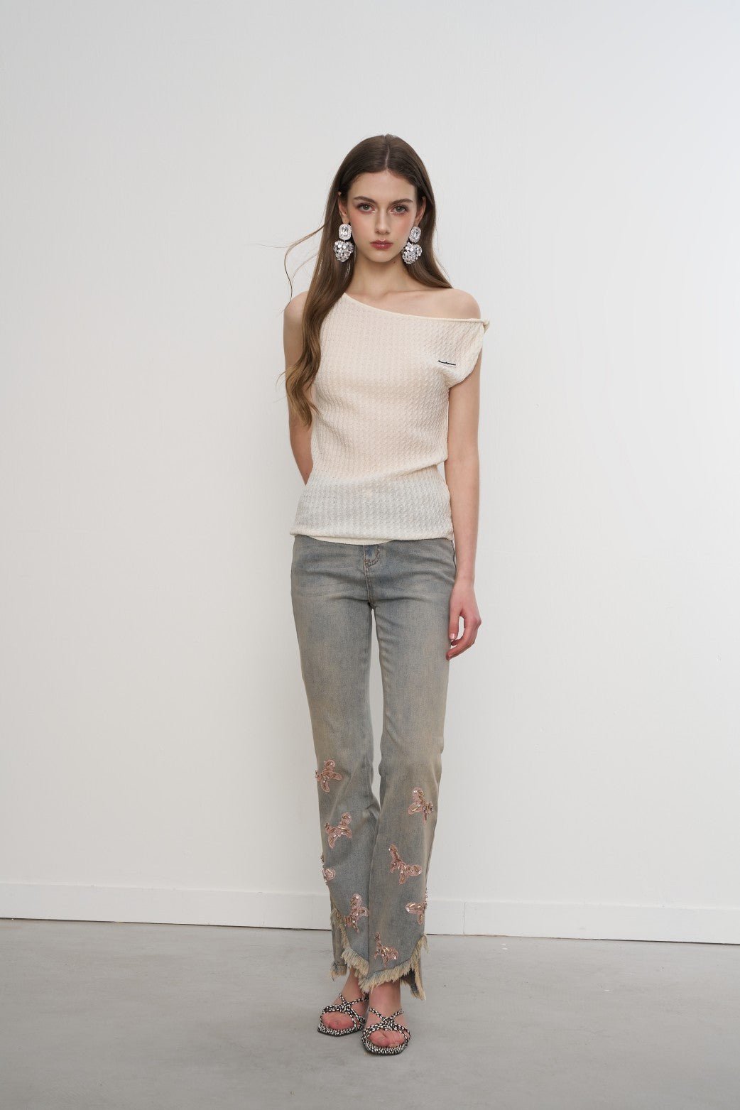 AIMME SPARROW Logo Knit Top In White | MADAX