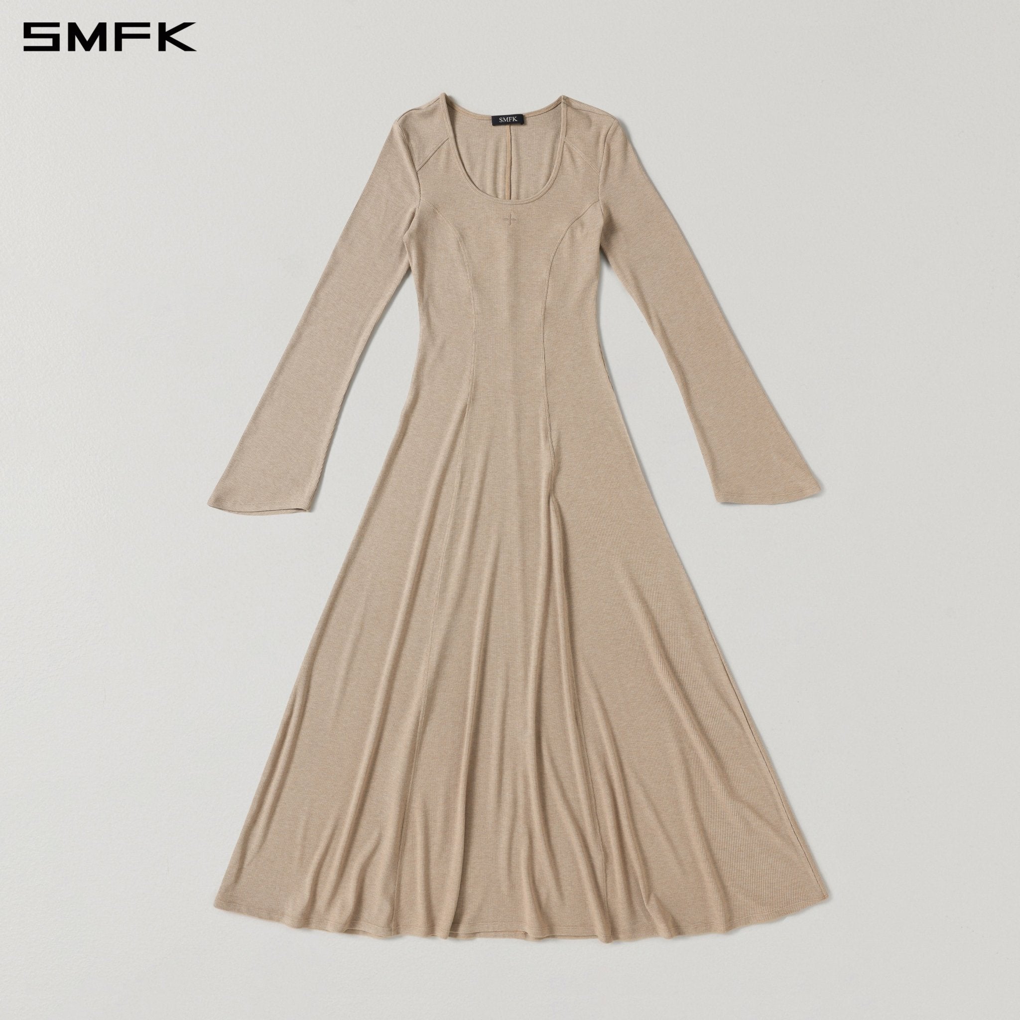 SMFK Long-Sleeved Long Dress Skin Tone | MADAX