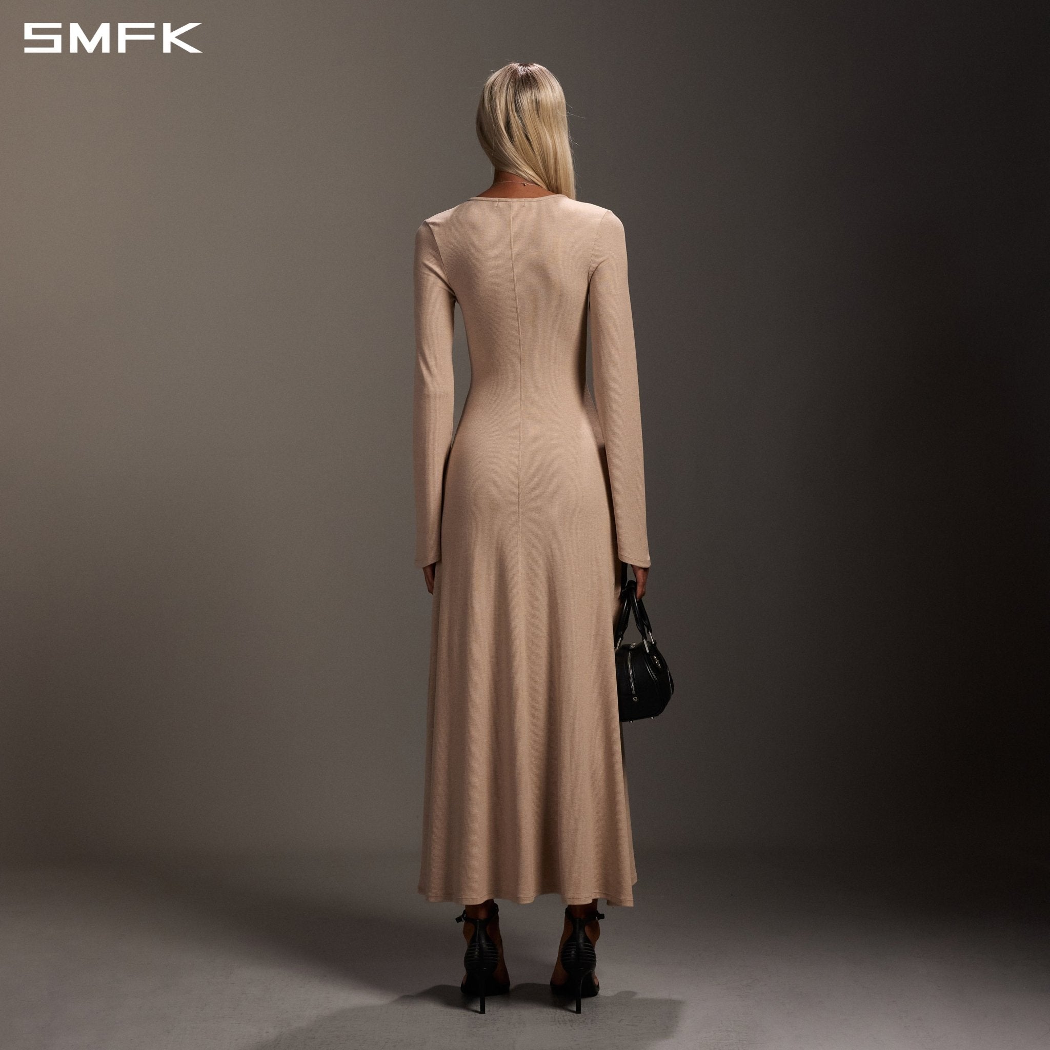 SMFK Long-Sleeved Long Dress Skin Tone | MADAX