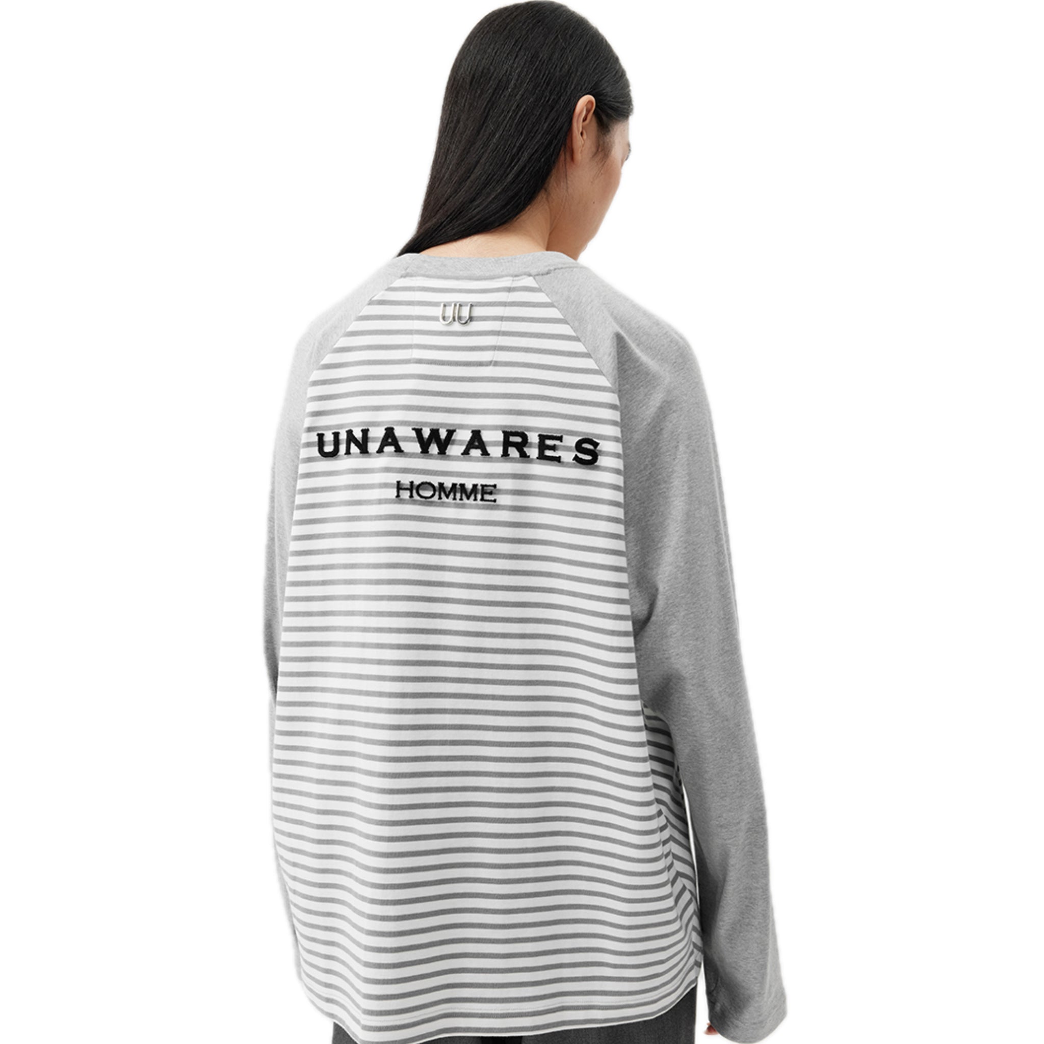 UNAWARES Long - Sleeved T-shirt With Rotator Sleeves And Stripes In Gray | MADAX