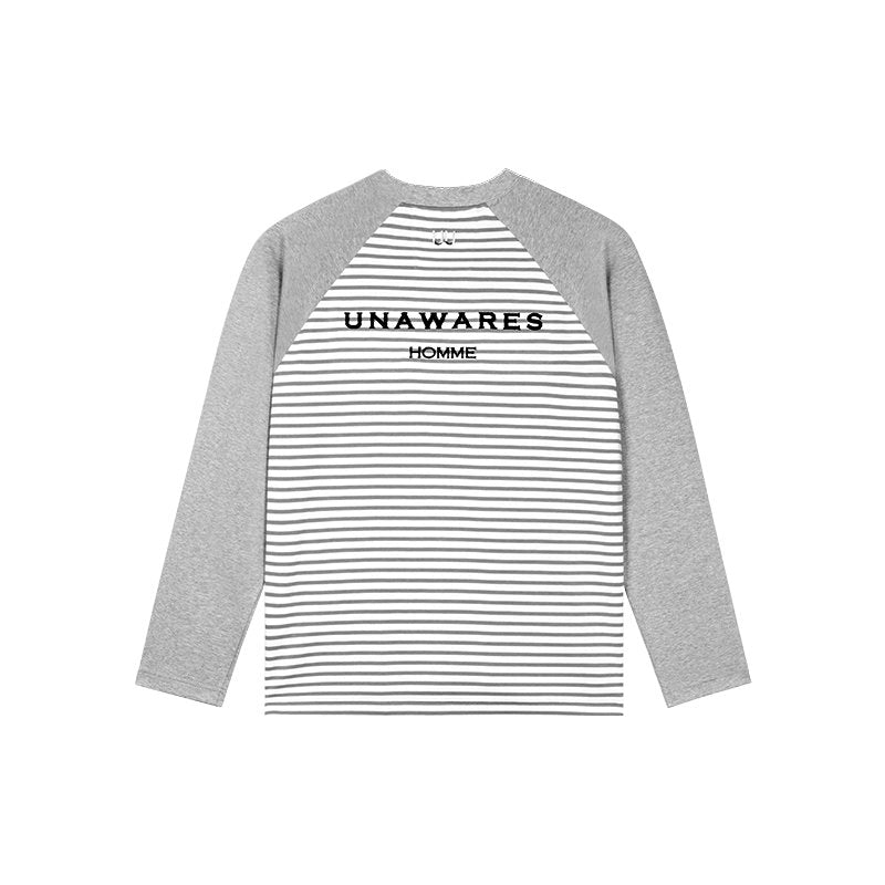 UNAWARES Long - Sleeved T-shirt With Rotator Sleeves And Stripes In Gray | MADAX