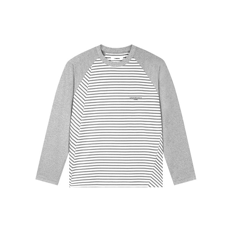 UNAWARES Long - Sleeved T-shirt With Rotator Sleeves And Stripes In Gray | MADAX