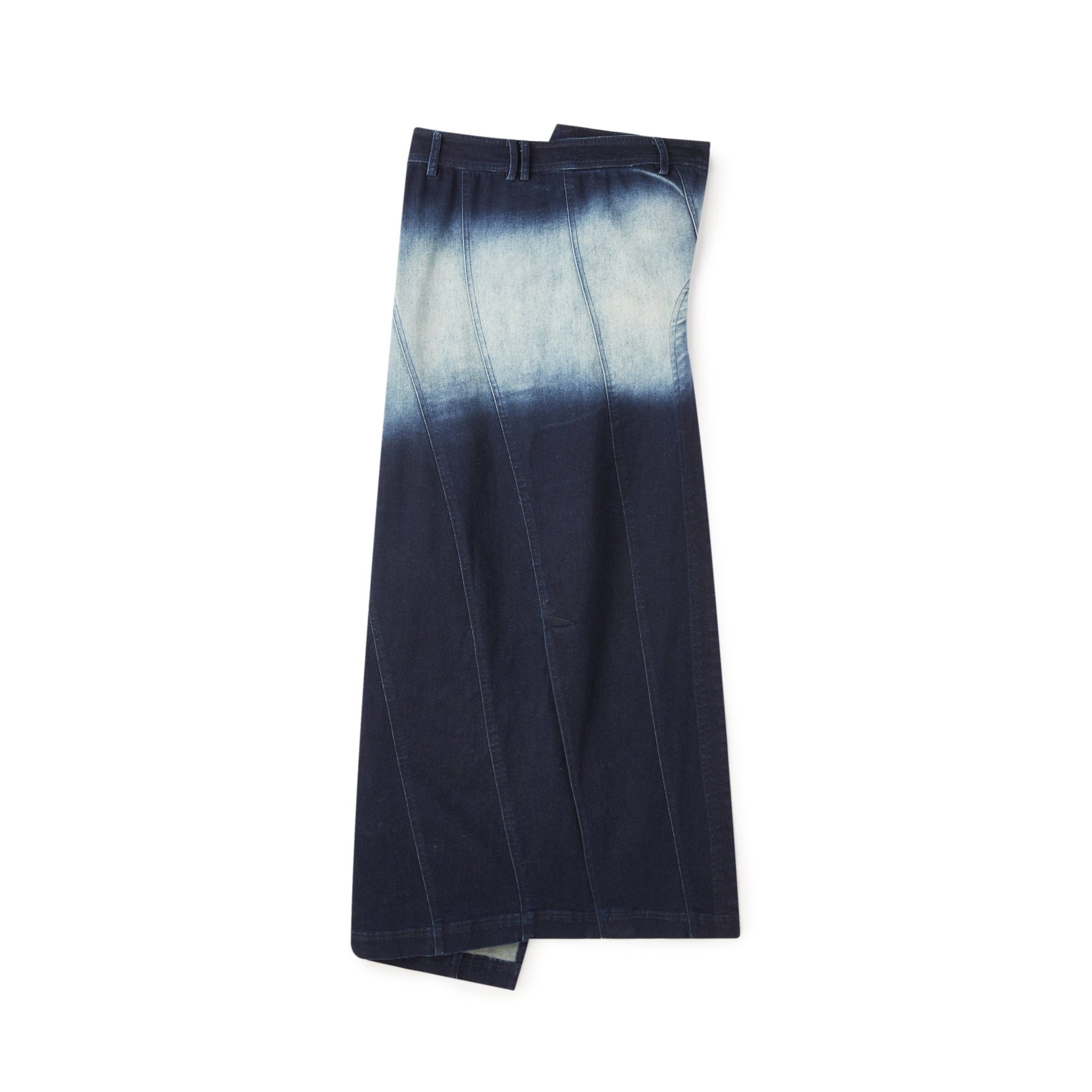 LOST IN ECHO Long Slit Bandeau Acid Wash Denim Top | MADA IN CHINA