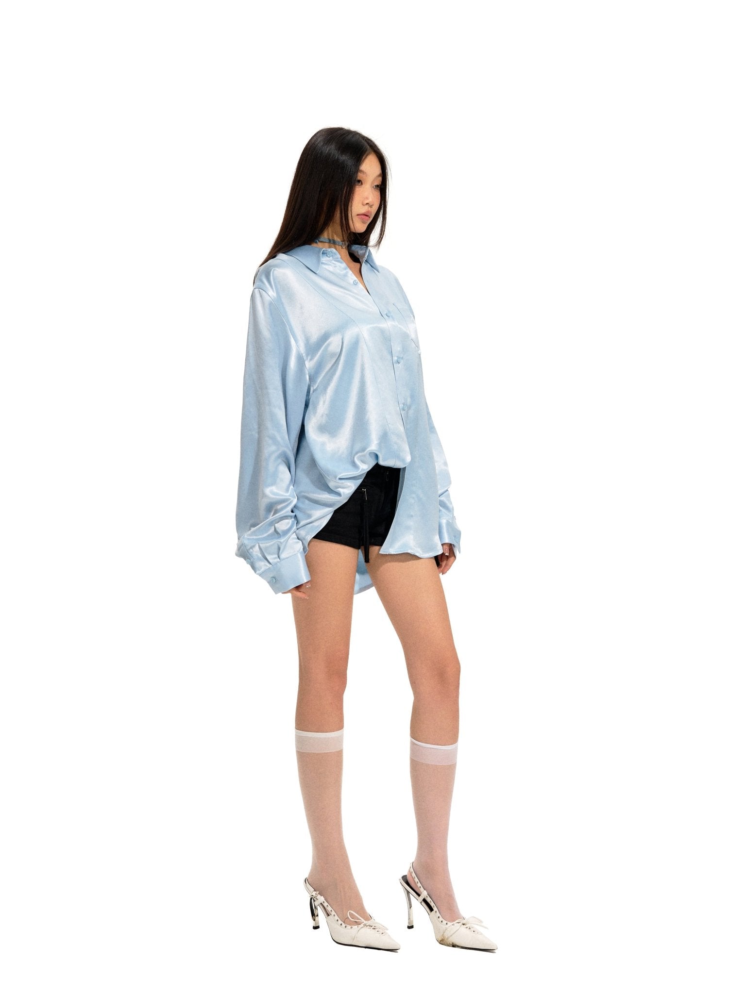 NAWS Loose Acetate Satin Shirt | MADAX