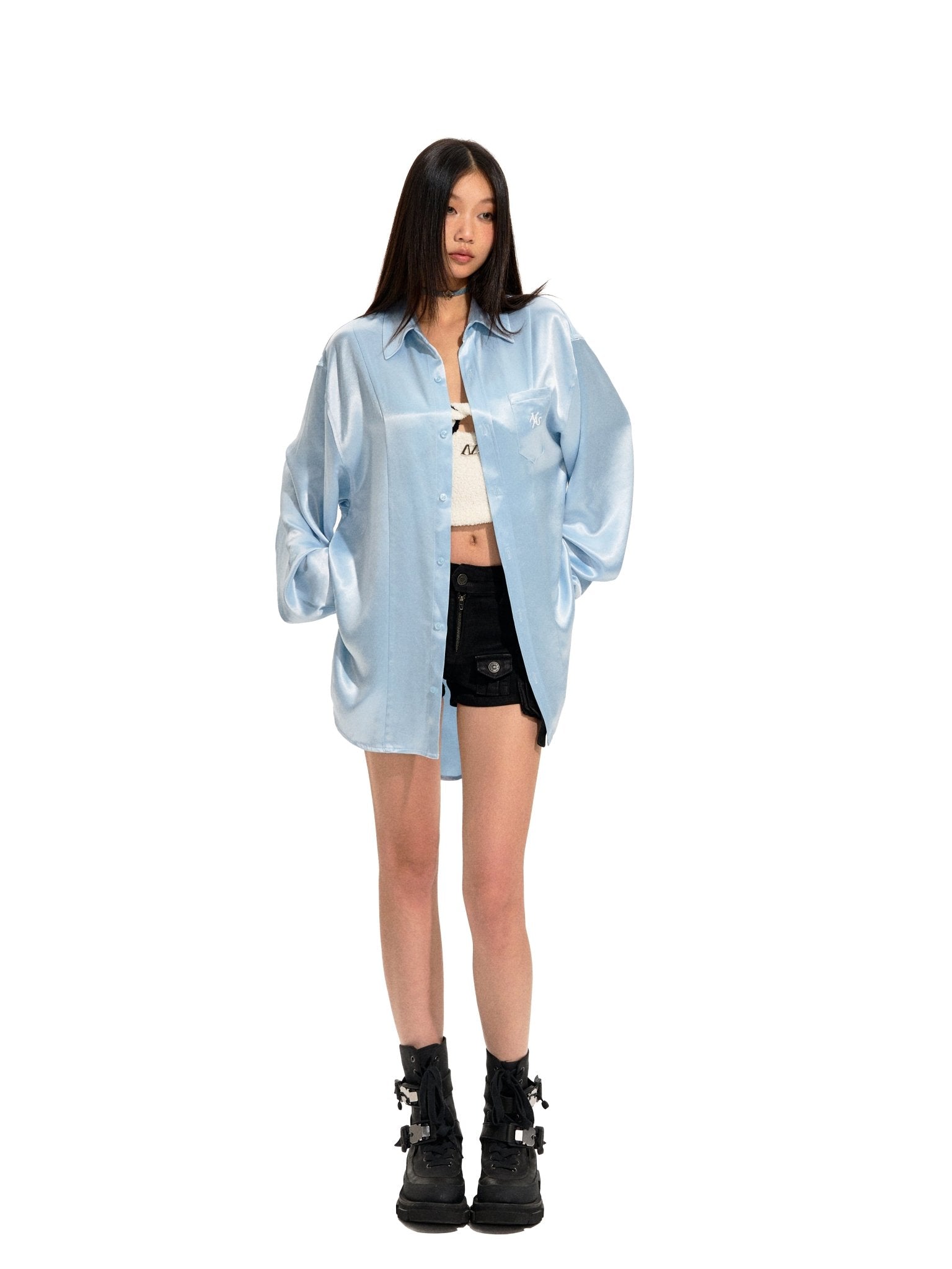 NAWS Loose Acetate Satin Shirt | MADAX