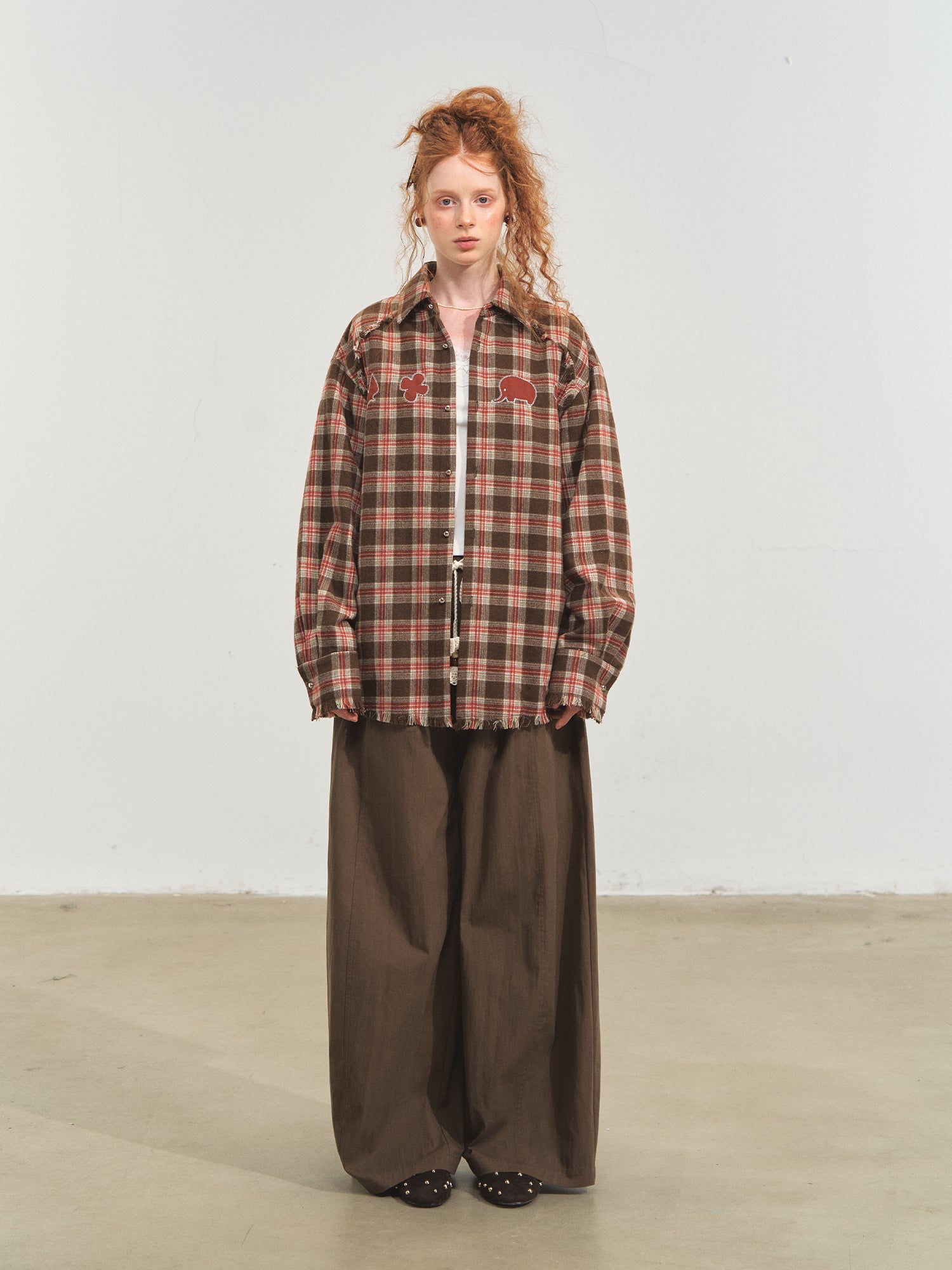 SOMESOWE Loose Casual Wide - leg Scimitar Pants In Brown | MADAX