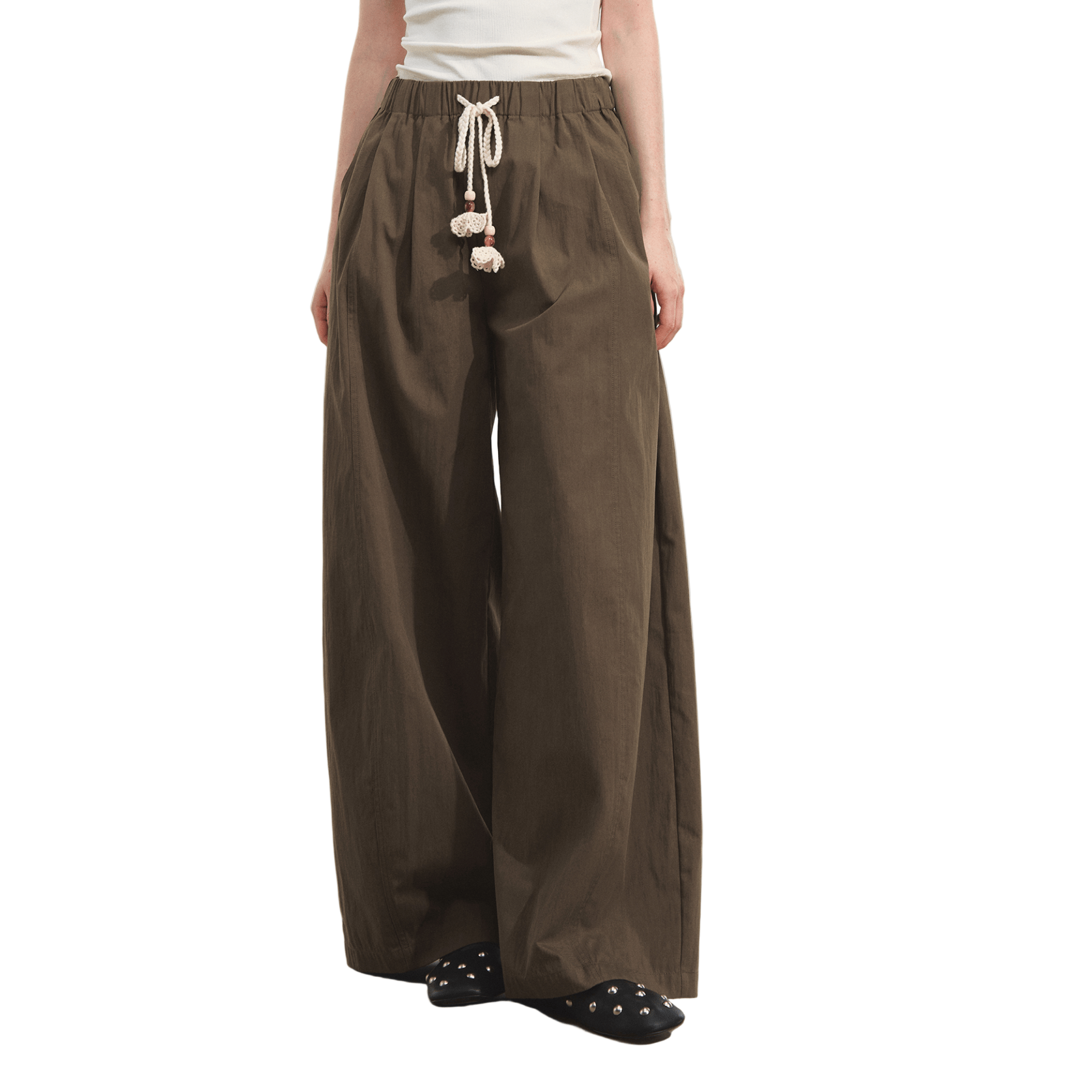 SOMESOWE Loose Casual Wide - leg Scimitar Pants In Brown | MADAX
