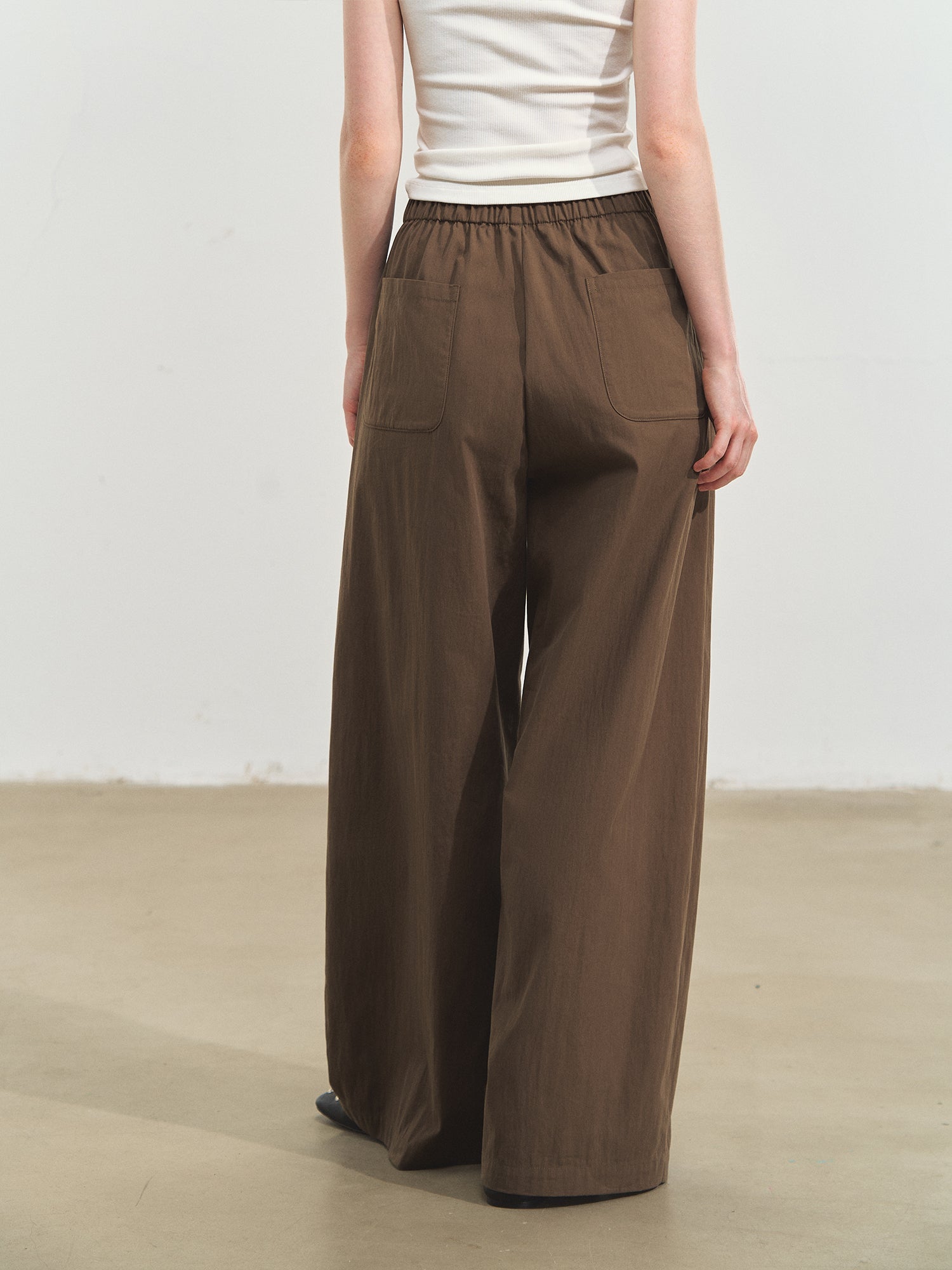 SOMESOWE Loose Casual Wide - leg Scimitar Pants In Brown | MADAX