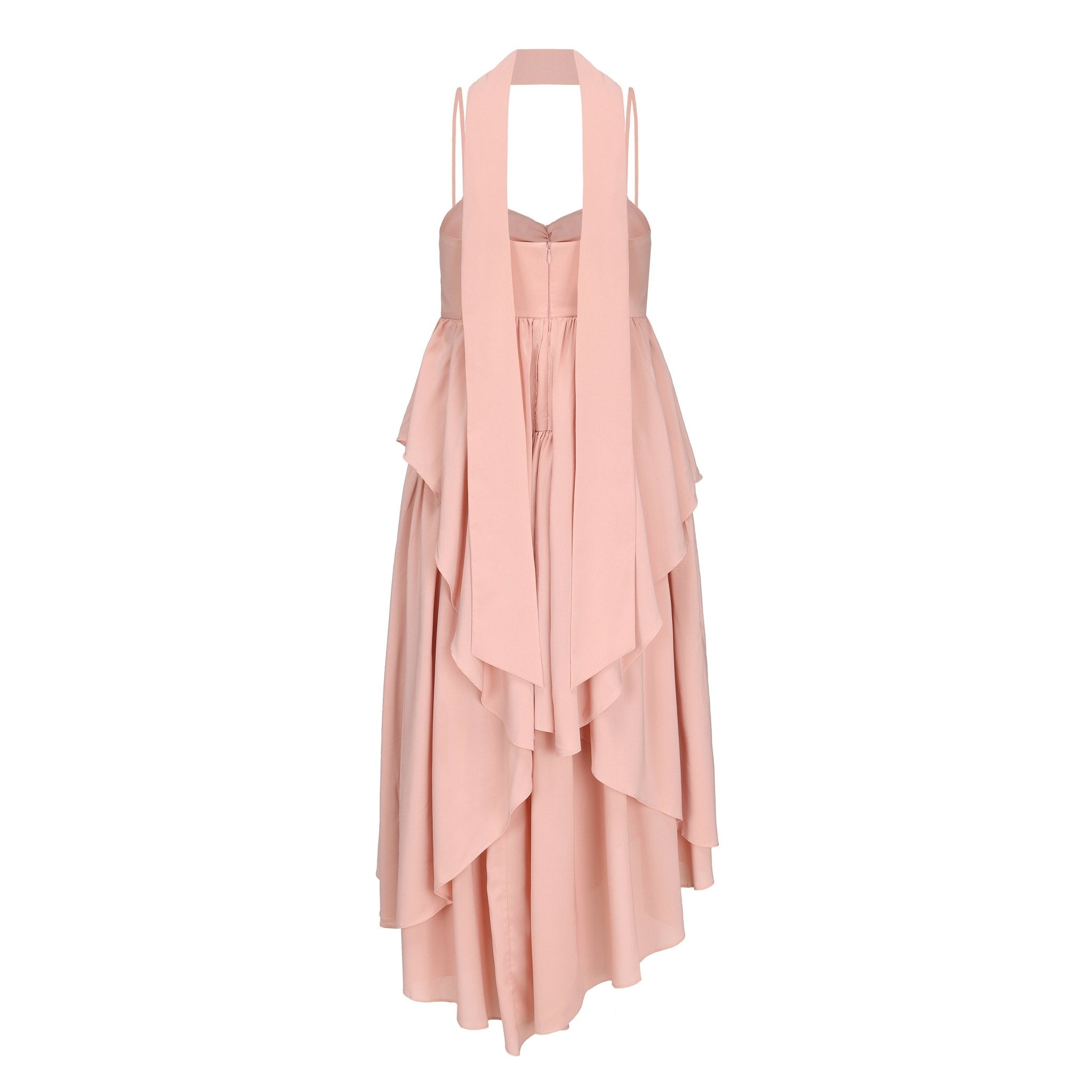 ARTE PURA Lotus Root Pink Chiffon Halter Dress | MADA IN CHINA