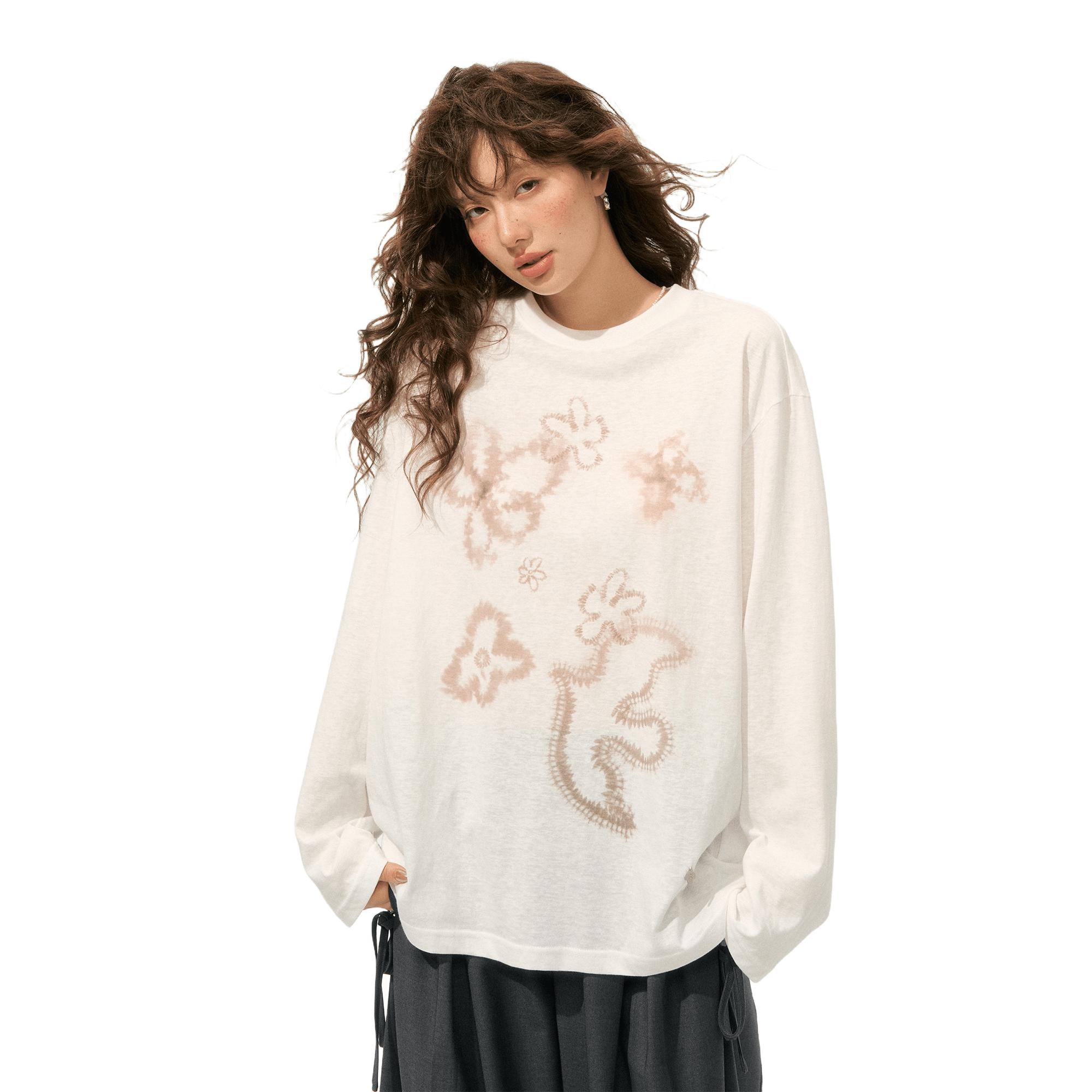 SOMESOWE Love and Peace Long Sleeve T-Shirt In White | MADAX