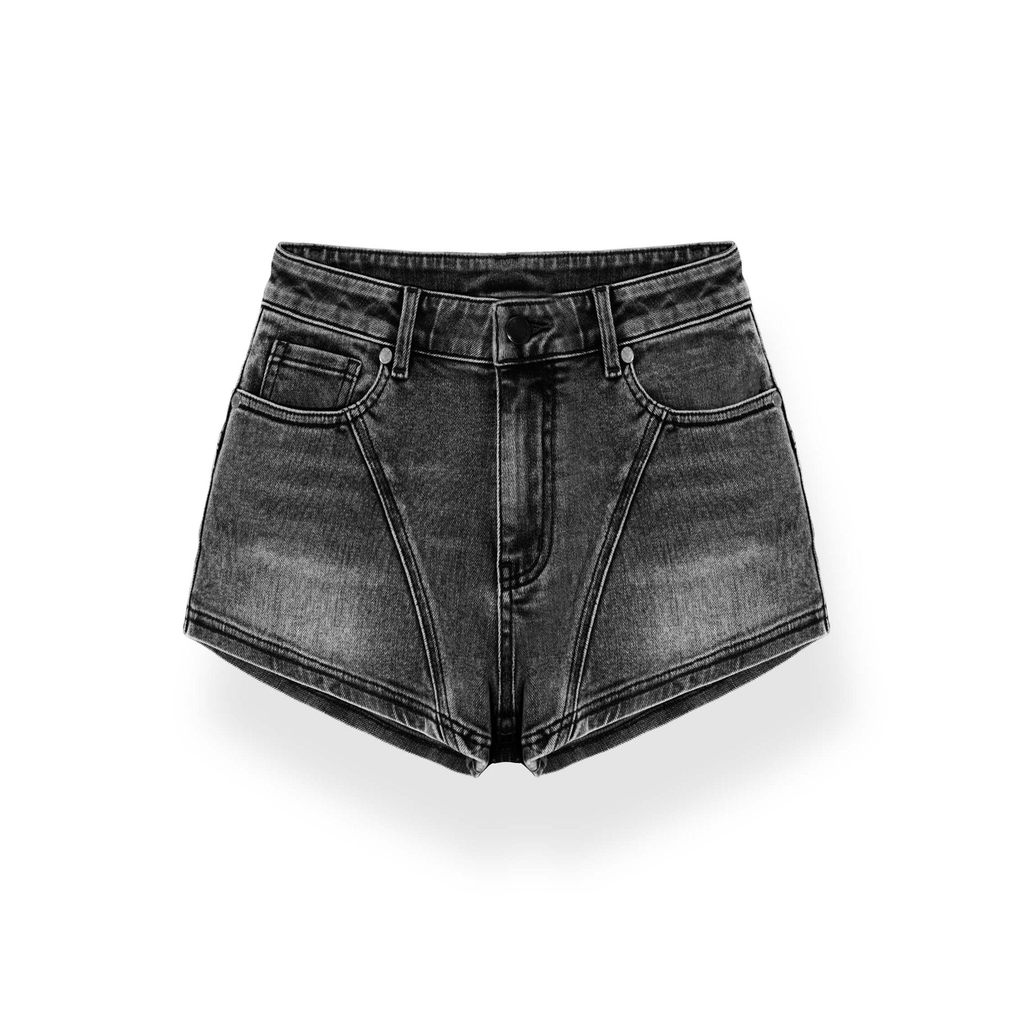 NAWS Low Rise Stretch Denim Shorts Gray | MADA IN CHINA