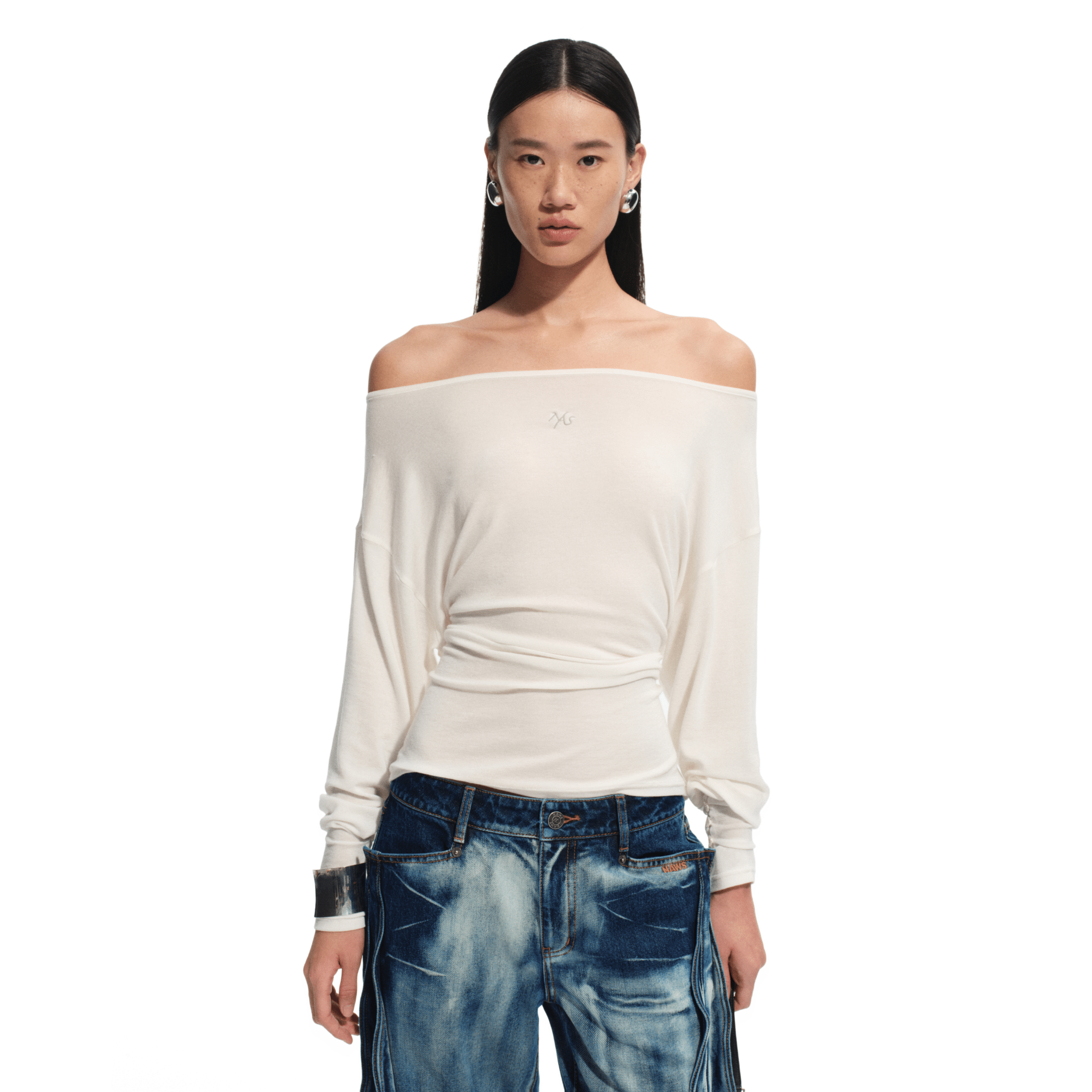 NAWS Lucerne Long - sleeved TEE in Cream White | MADAX