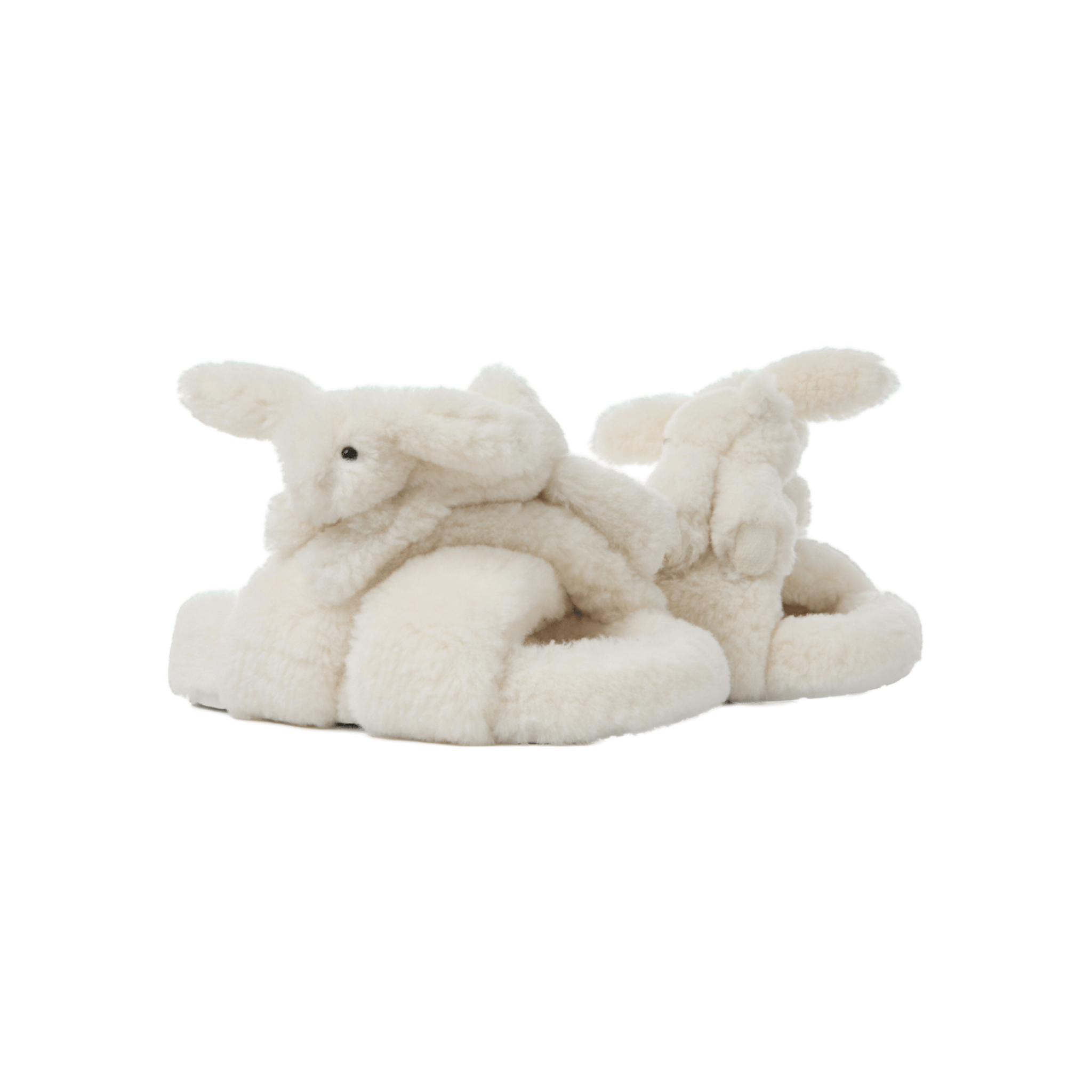 13DE MARZO Luminous Doll Cross Fur Slippers in White | MADAX