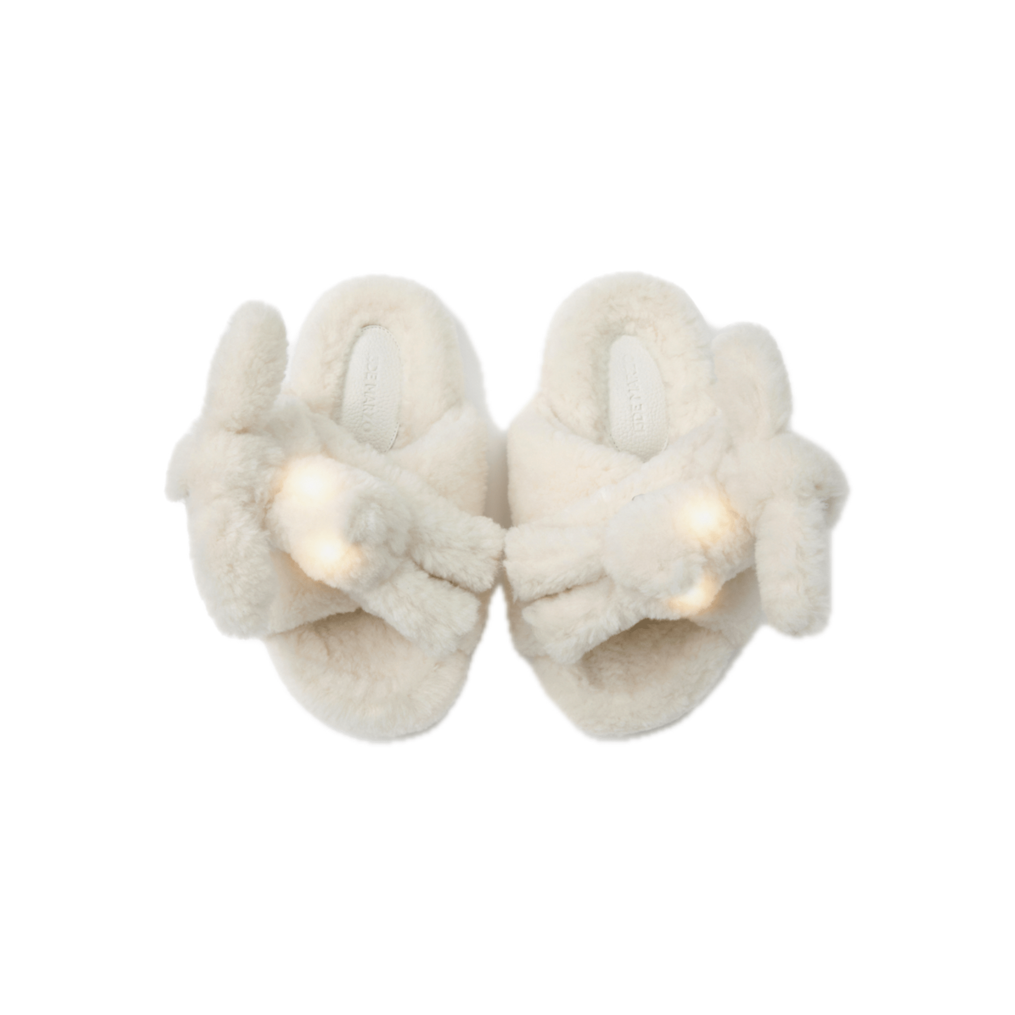 13DE MARZO Luminous Doll Cross Fur Slippers in White | MADAX