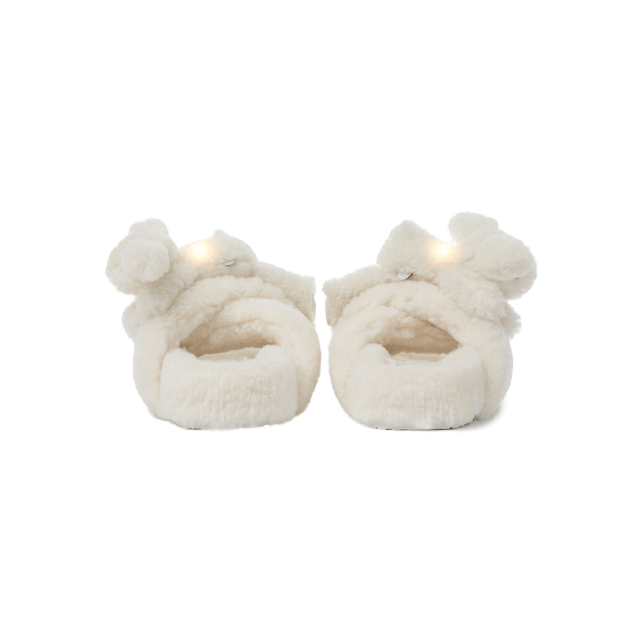 13DE MARZO Luminous Doll Cross Fur Slippers in White | MADAX