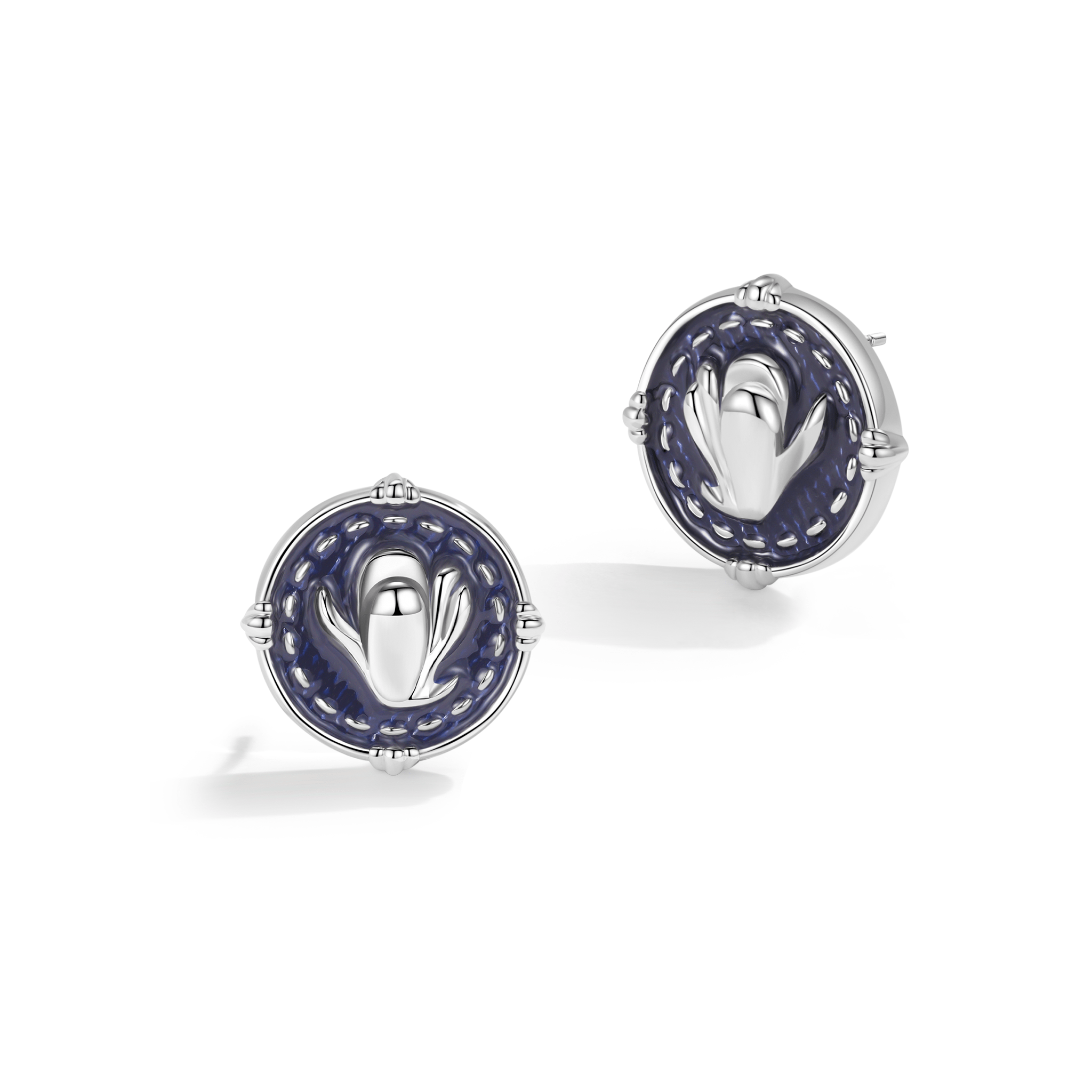 ToneTale Magnolia Denim Earrings in White Gold | MADAX