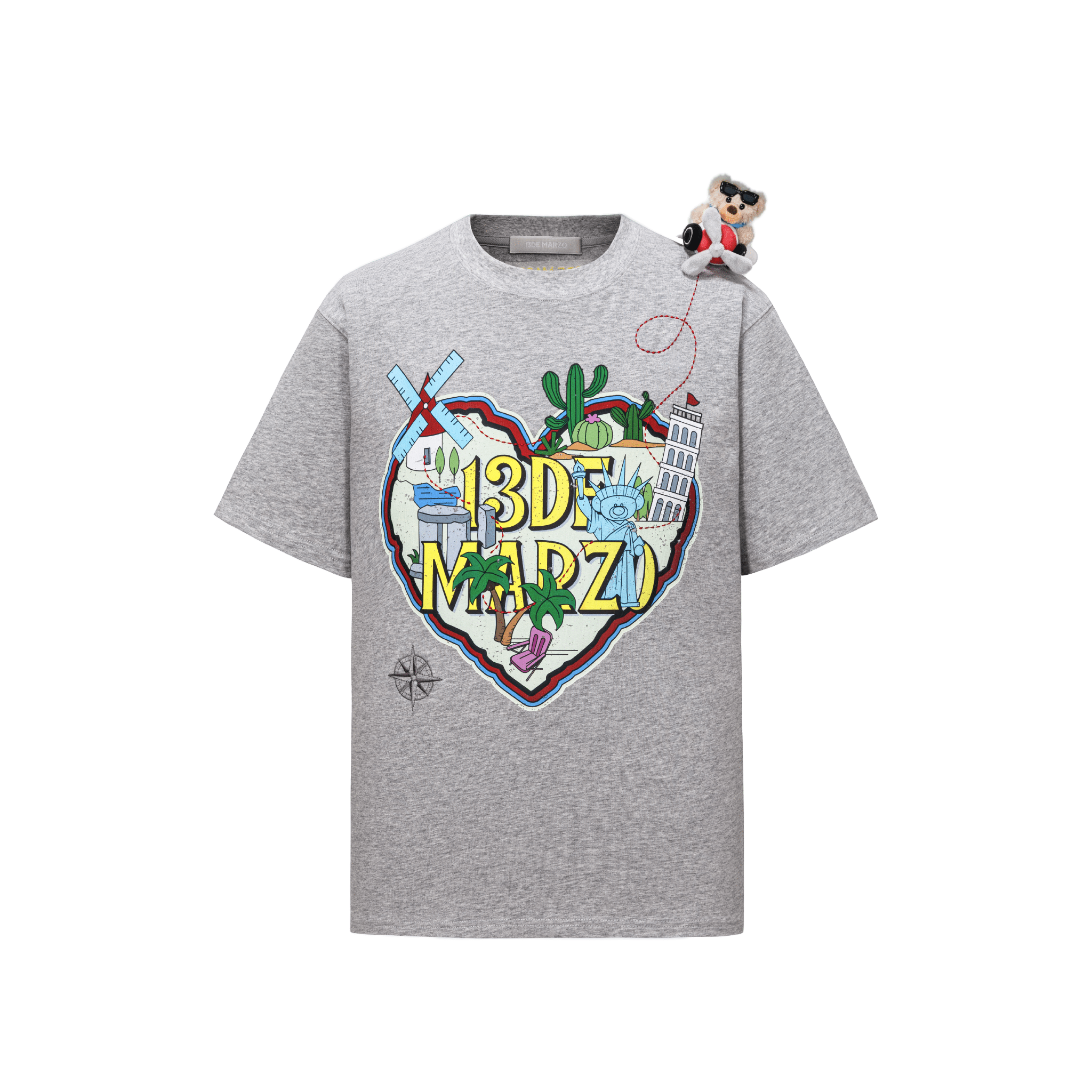 13DE MARZO Map Illustration T-shirt in Gray | MADAX