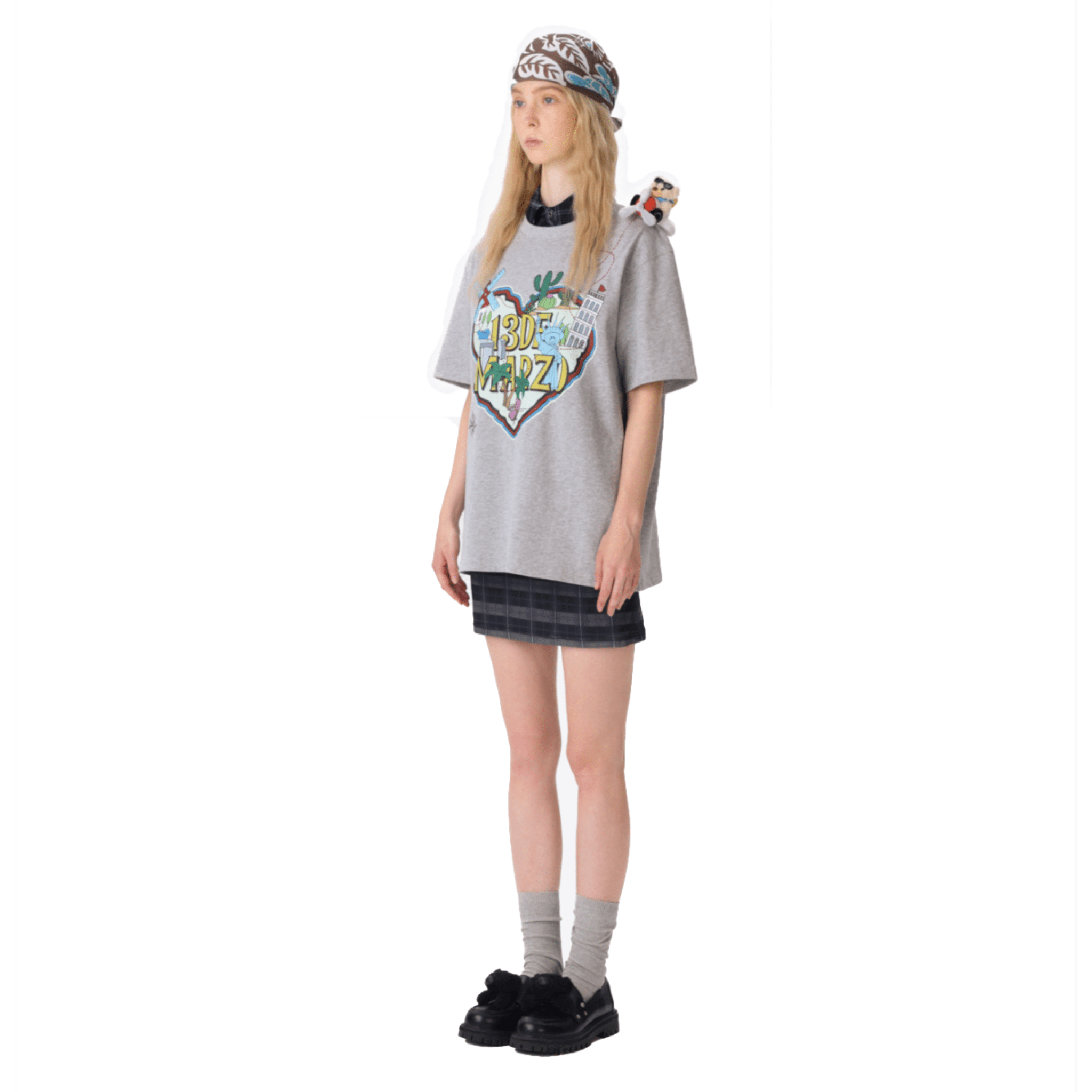 13DE MARZO Map Illustration T-shirt in Gray | MADAX