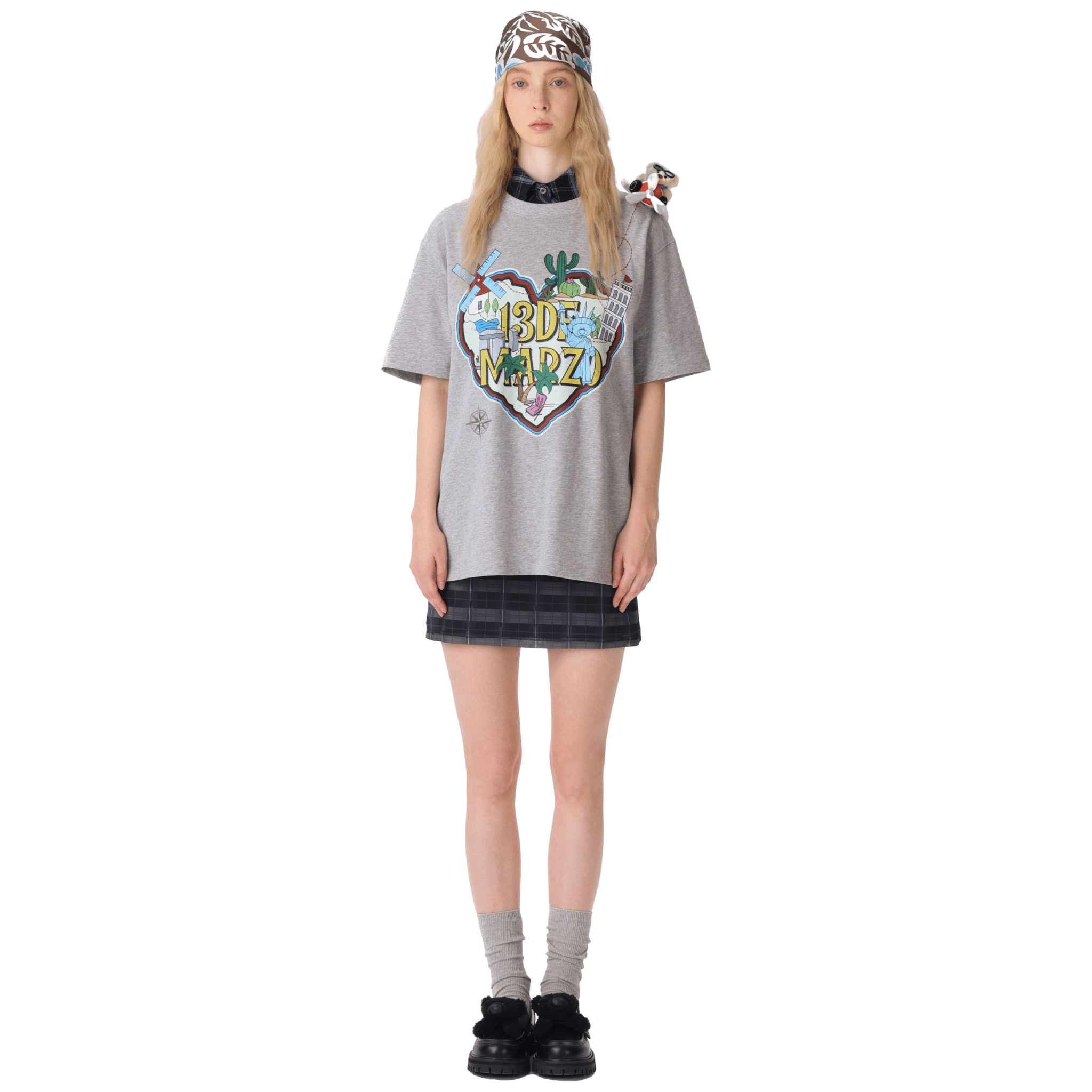 13DE MARZO Map Illustration T-shirt in Gray | MADAX