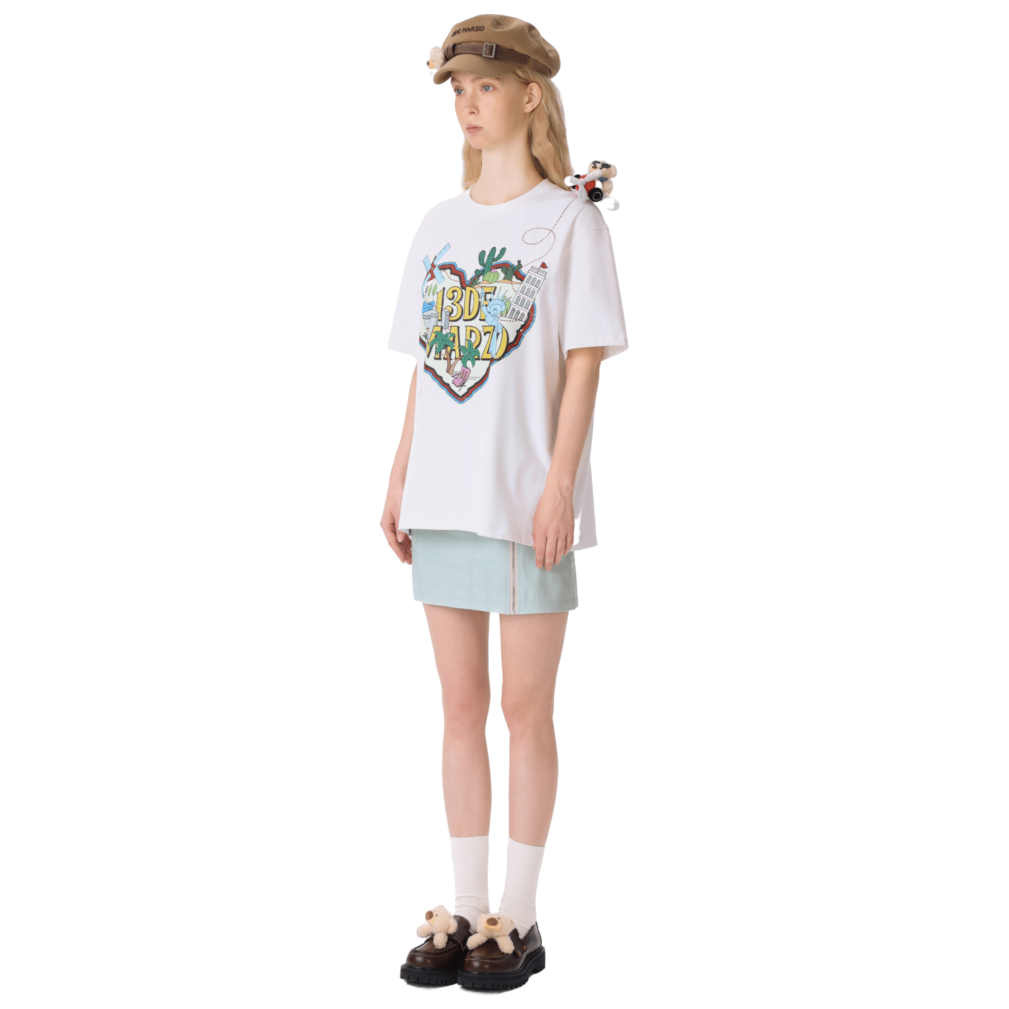 13DE MARZO Map Illustration T-shirt in White | MADAX
