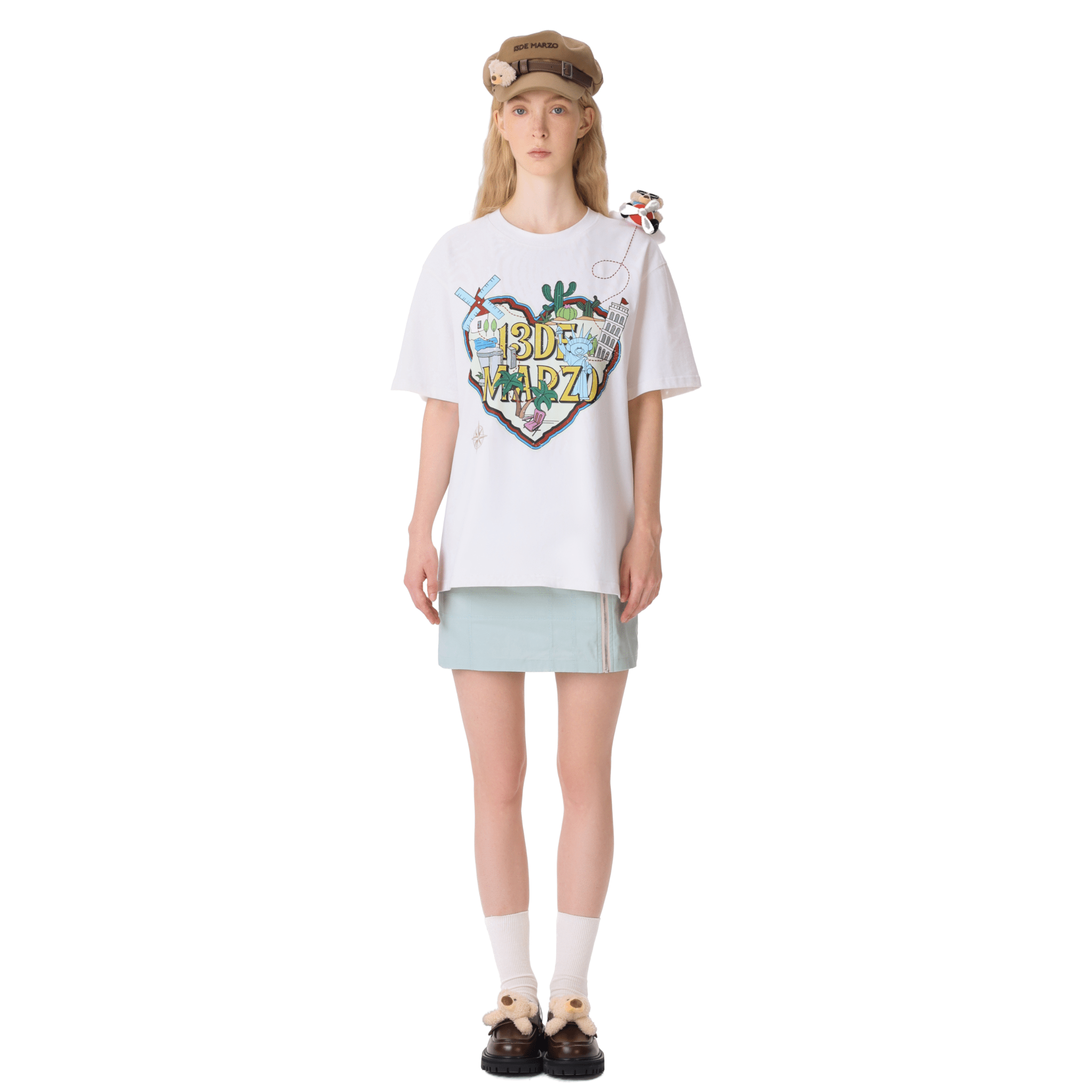 13DE MARZO Map Illustration T-shirt in White | MADAX