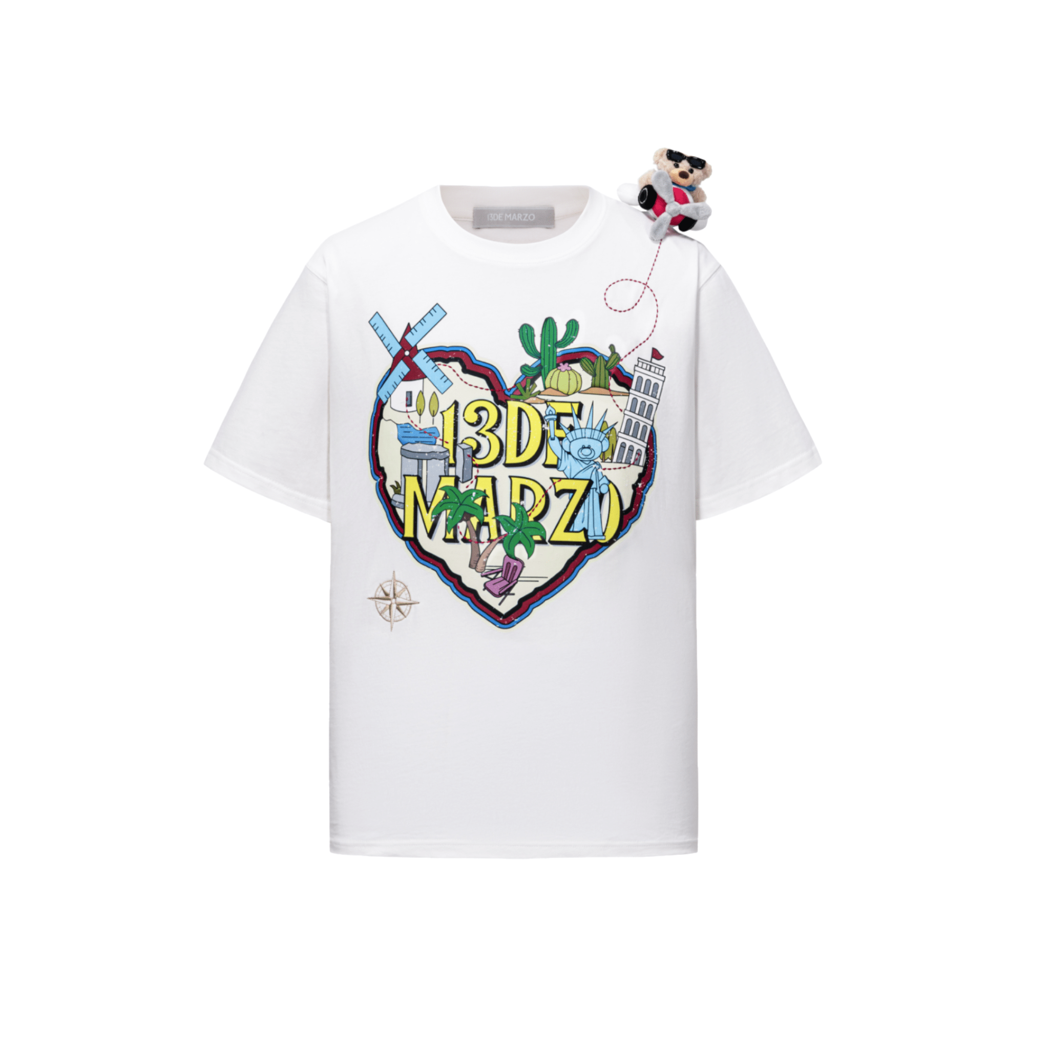 13DE MARZO Map Illustration T-shirt in White | MADAX