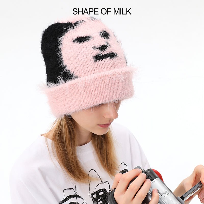 SHAPE OF MILK Mask Face Pattern Knit Hat | MADA IN CHINA