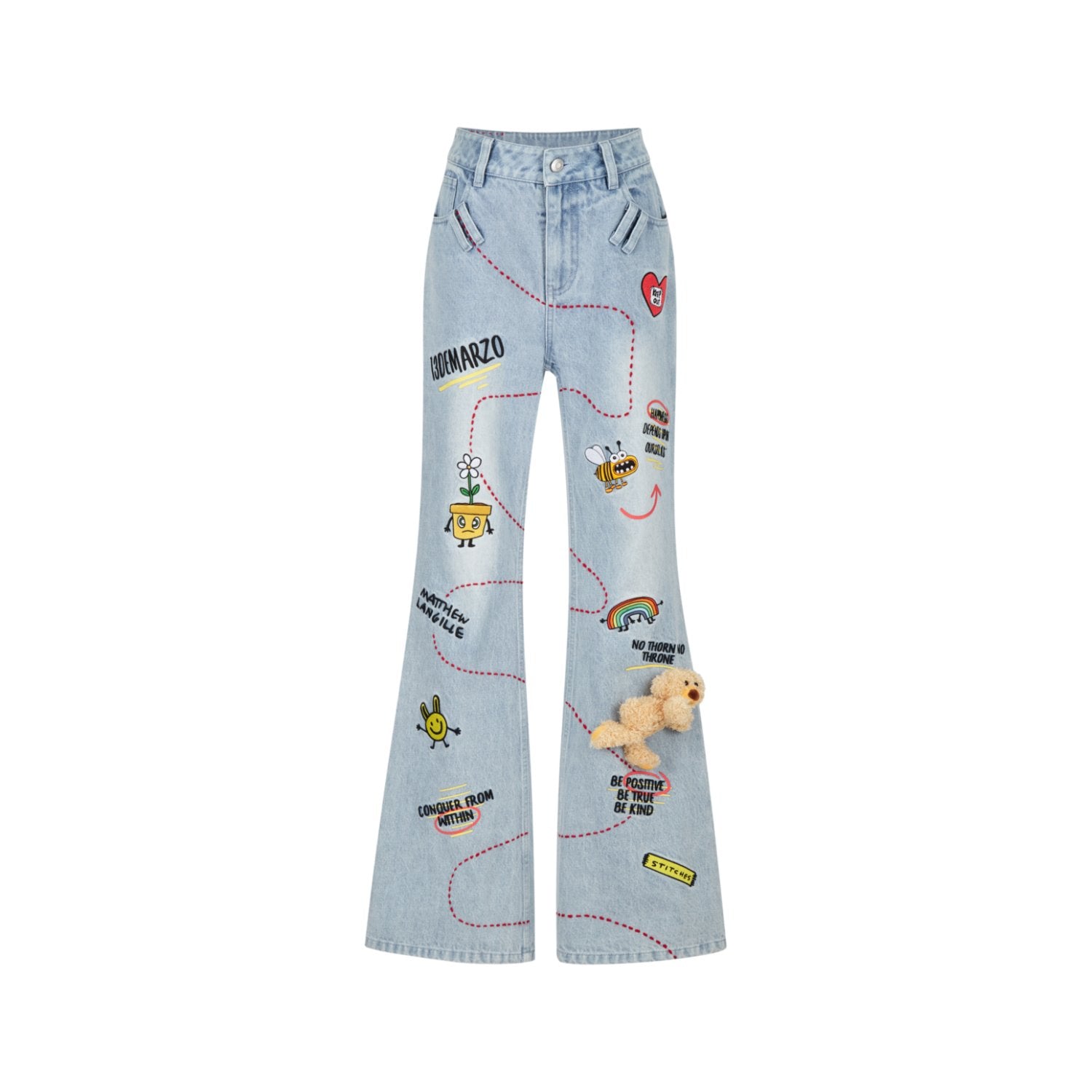 13DE MARZO Matthew Langille Bear Travel Flare Jeans | MADAX