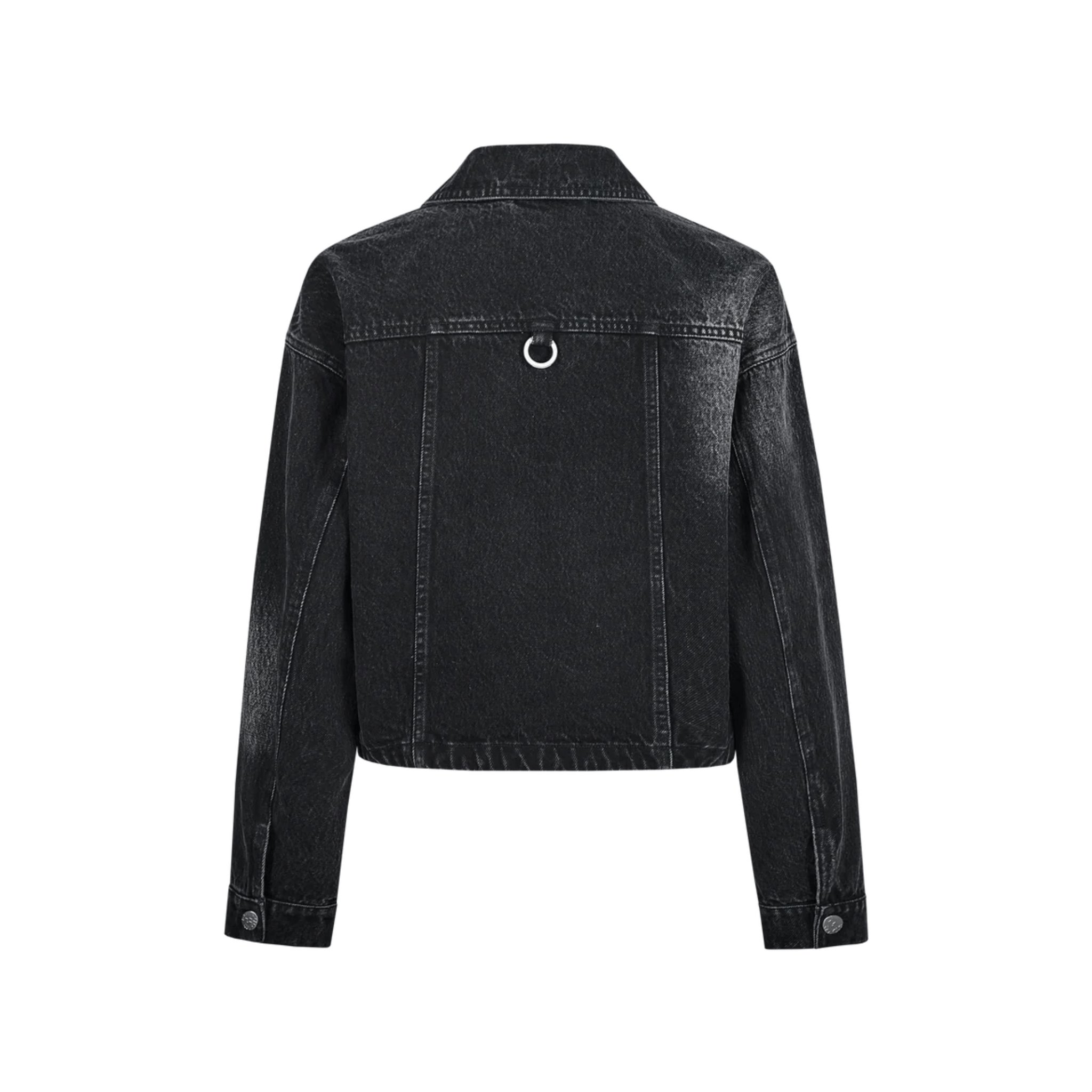 13DE MARZO Maximalist Pendant Denim Jacket in Black | MADAX