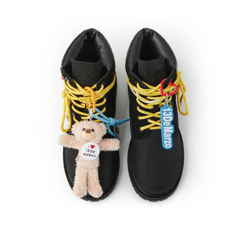 13DE MARZO Maximalist Pendant Suede Martin Boots in Black | MADAX