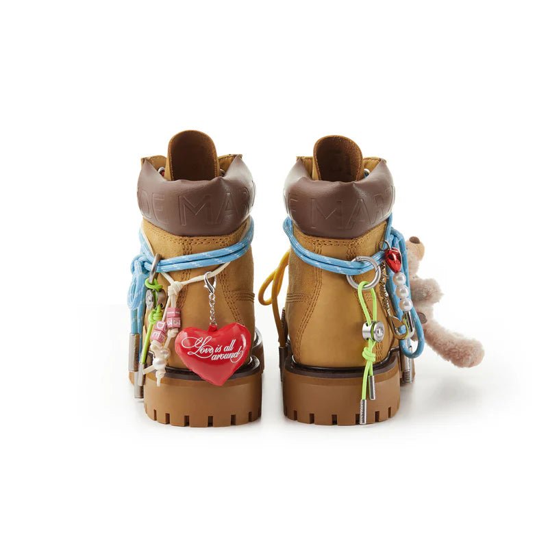 13DE MARZO Maximalist Pendant Suede Martin Boots in Khaki | MADAX