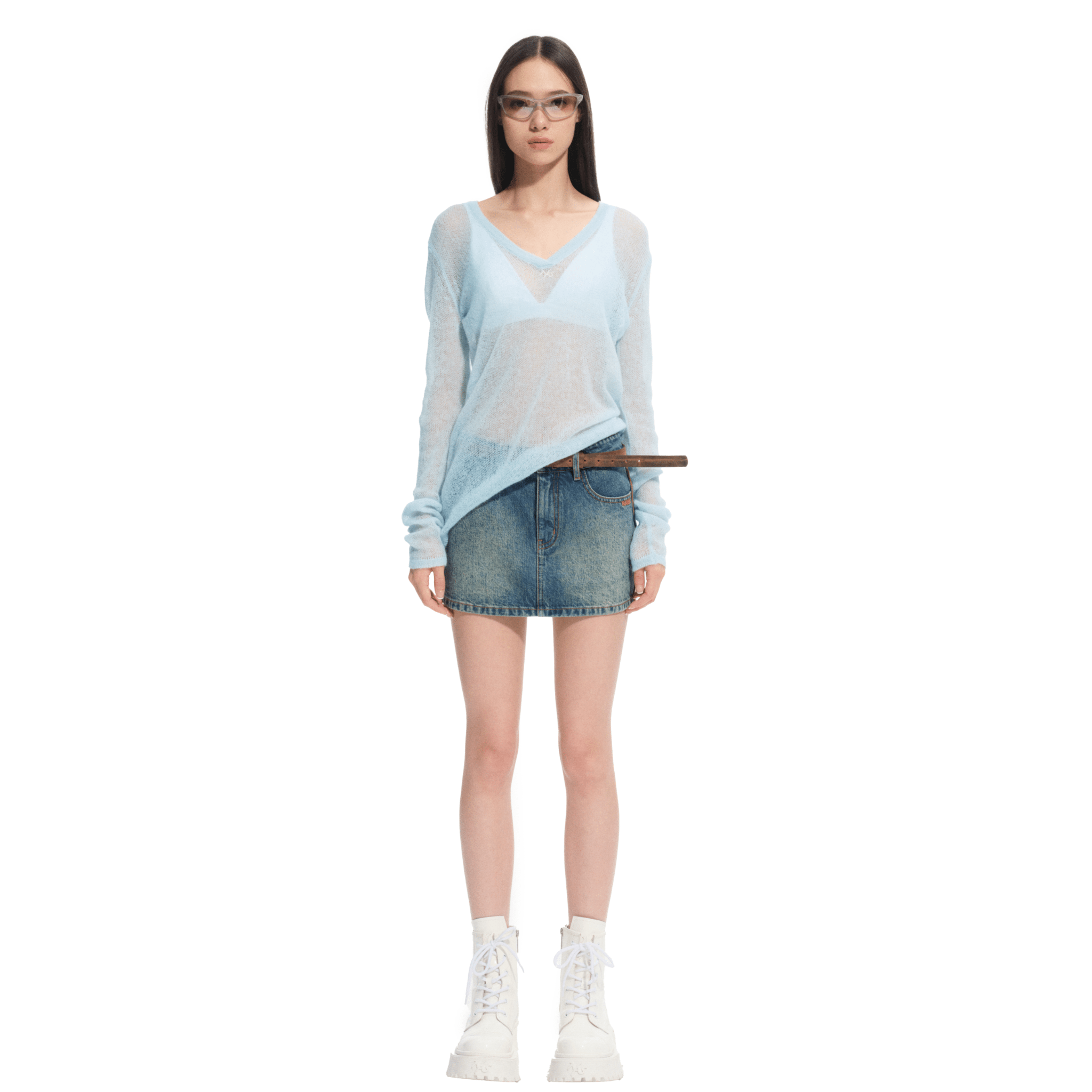 NAWS Megan V - neck Sweater in Blue | MADAX