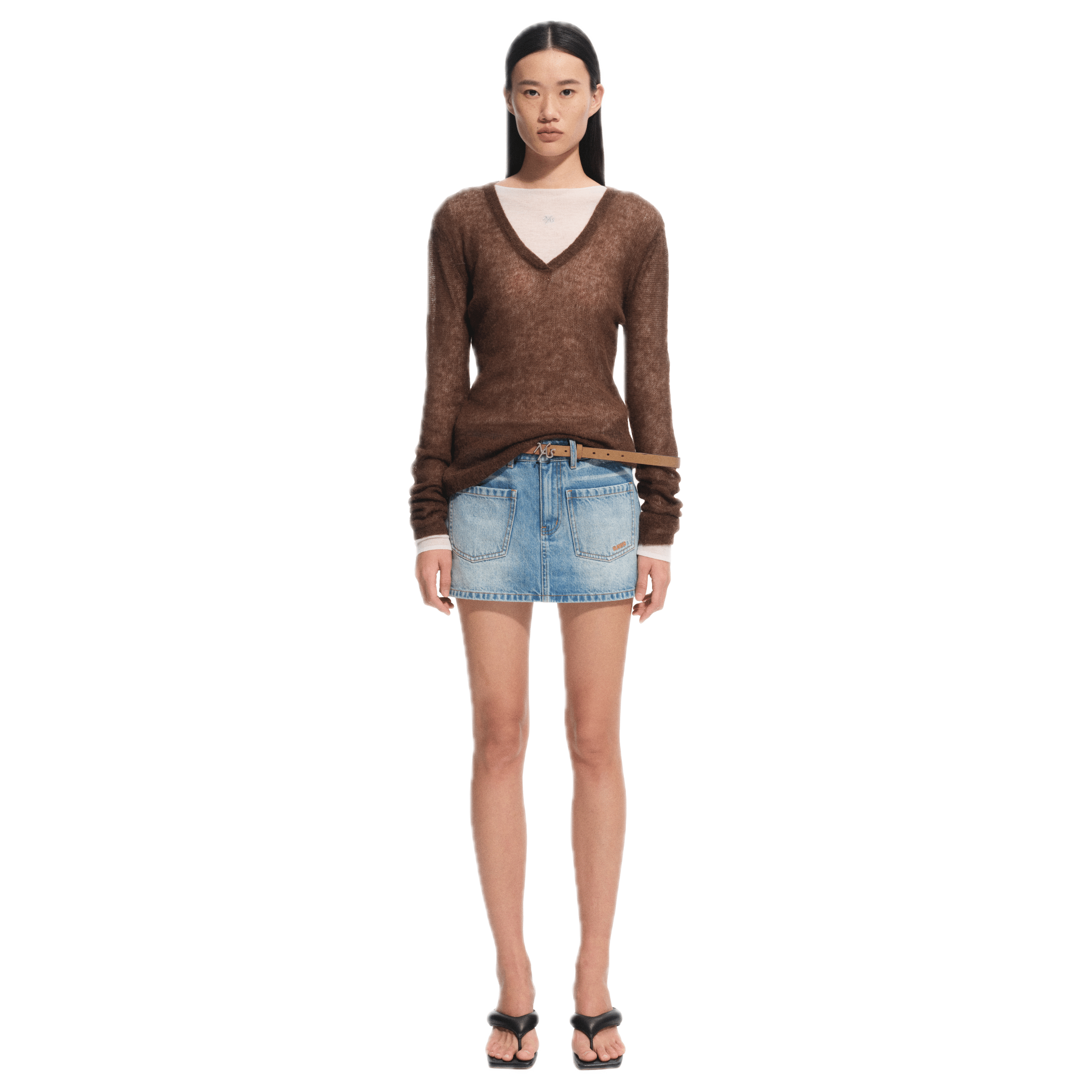 NAWS Megan V - neck Sweater in Brown | MADAX