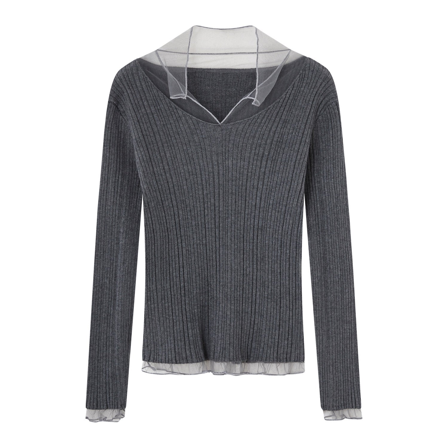 SOMESOWE Mesh Panel High - Elastic Base Layer Top In Grey | MADAX