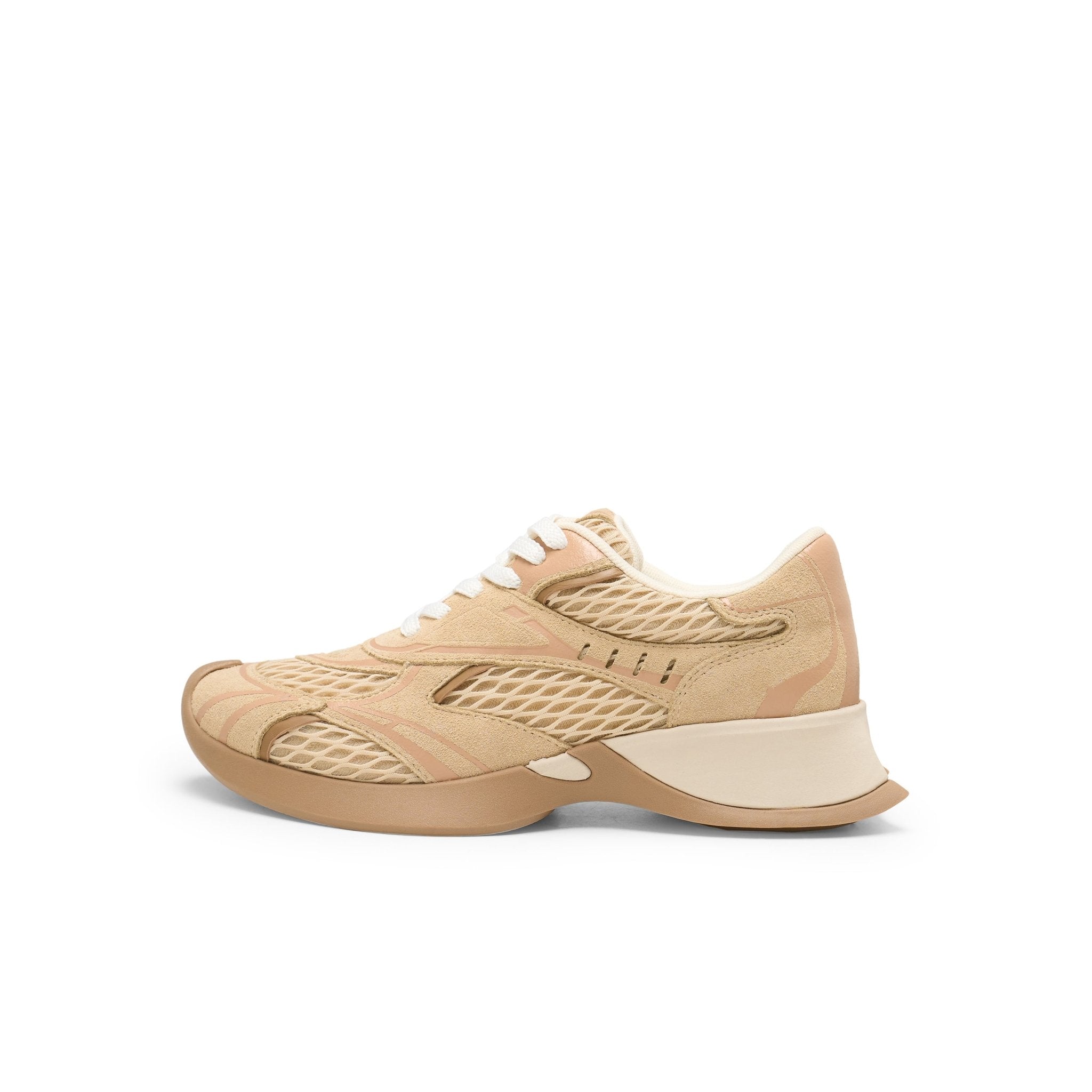 LOST IN ECHO Mesh Stitching Embossed Vintage Running Shoes In Sandy | MADAX