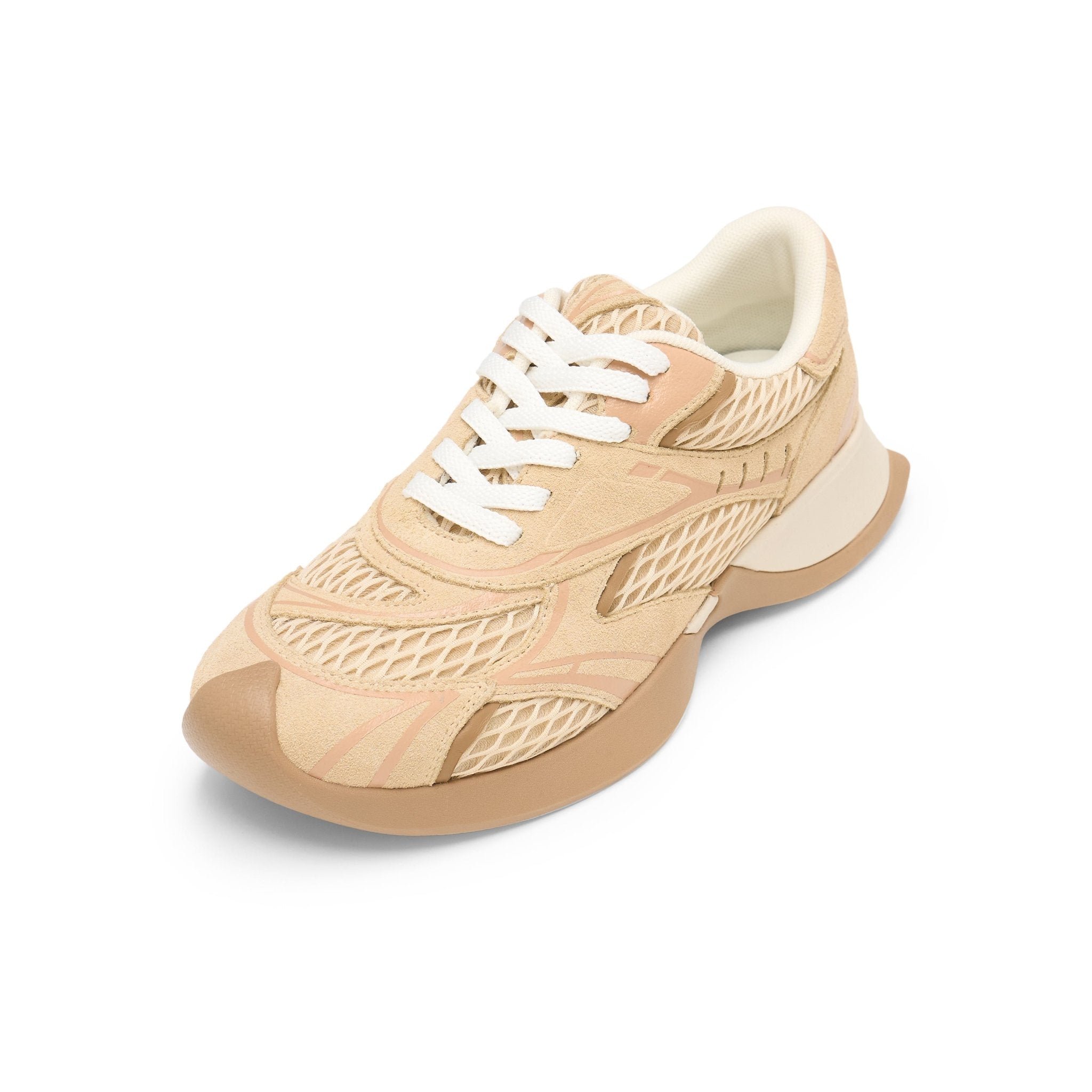 LOST IN ECHO Mesh Stitching Embossed Vintage Running Shoes In Sandy | MADAX