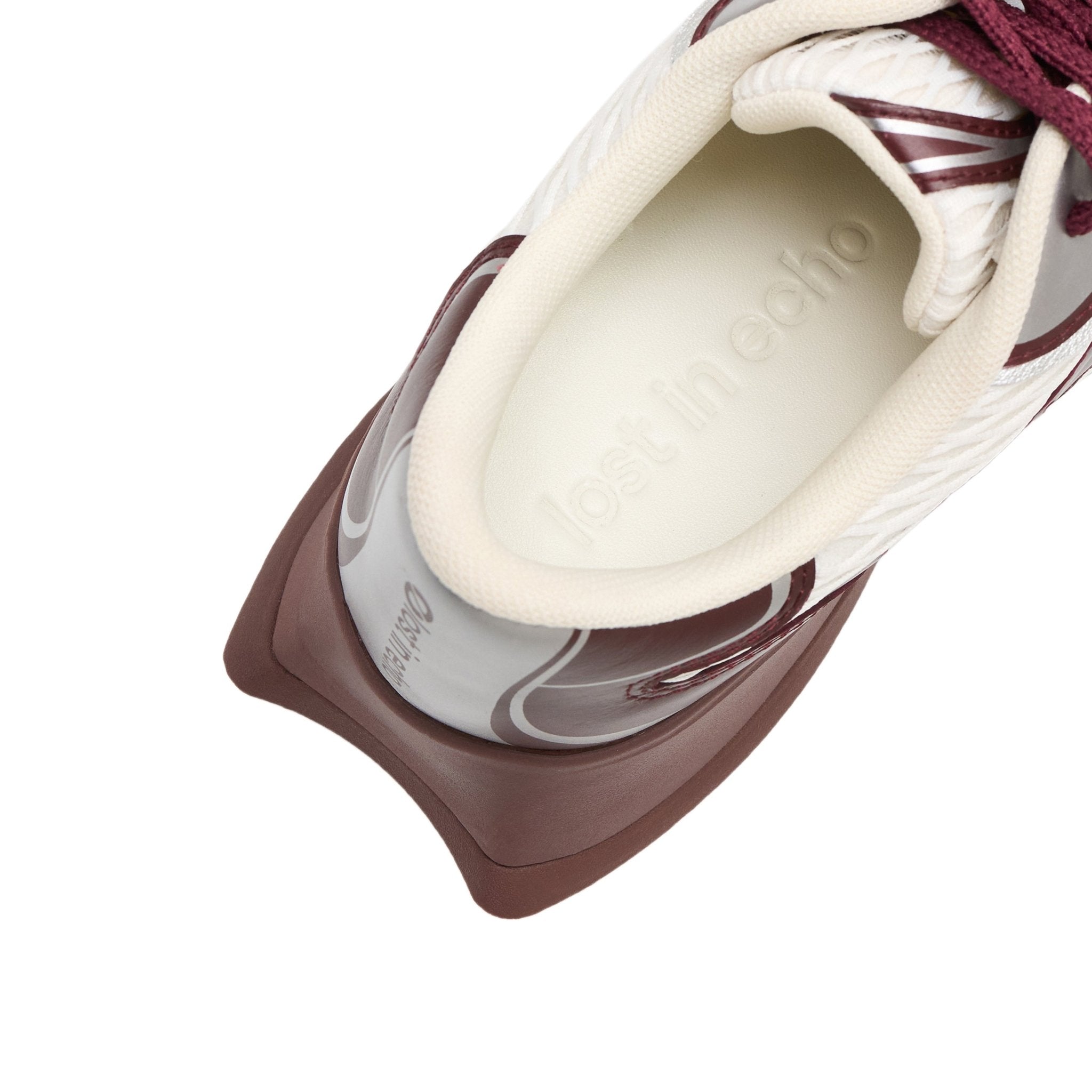 LOST IN ECHO Mesh Stitching Embossed Vintage Running Shoes In Wine Red | MADAX