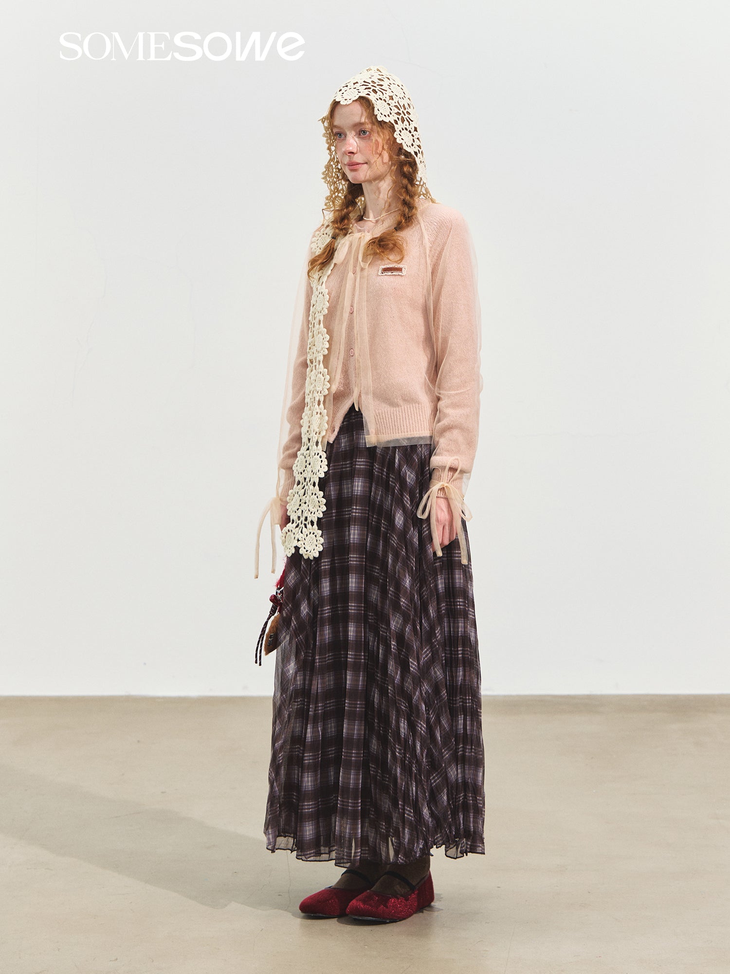 Mesh Two-piece Sweater Cardigan In Pink | MADAX