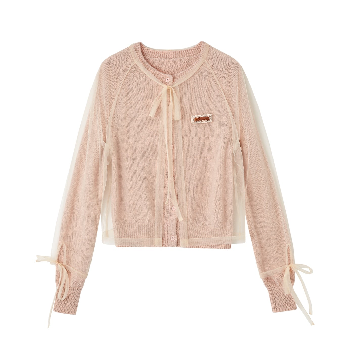 SOMESOWE Mesh Two - piece Sweater Cardigan In Pink | MADAX