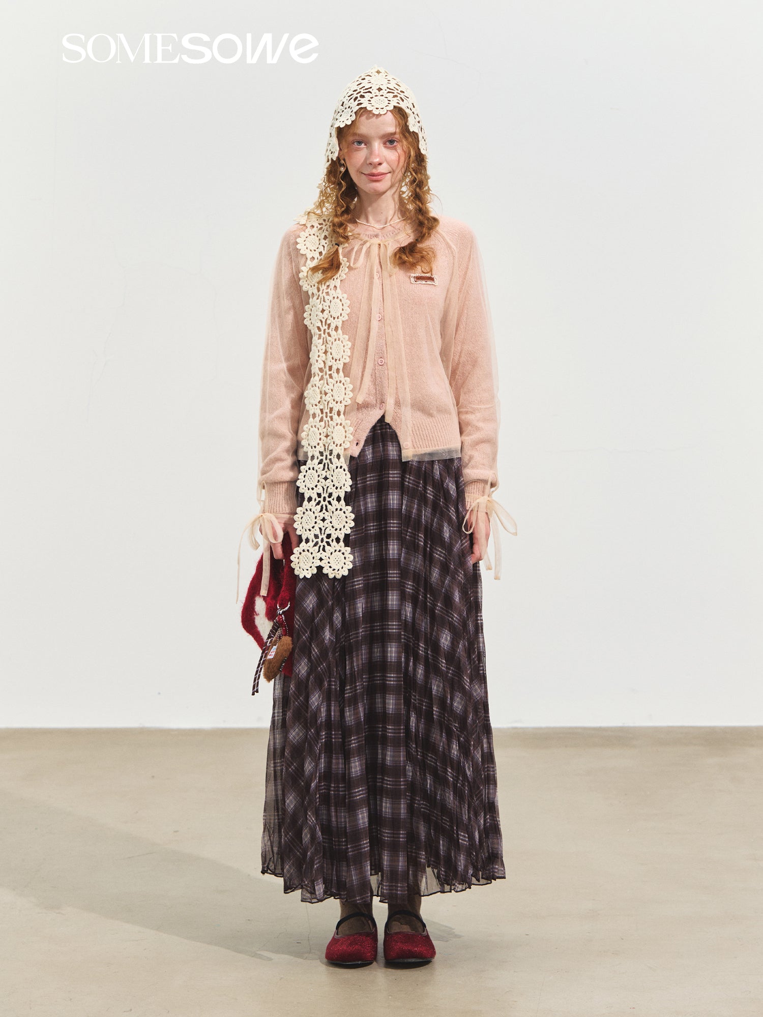 SOMESOWE Mesh Two - piece Sweater Cardigan In Pink | MADAX