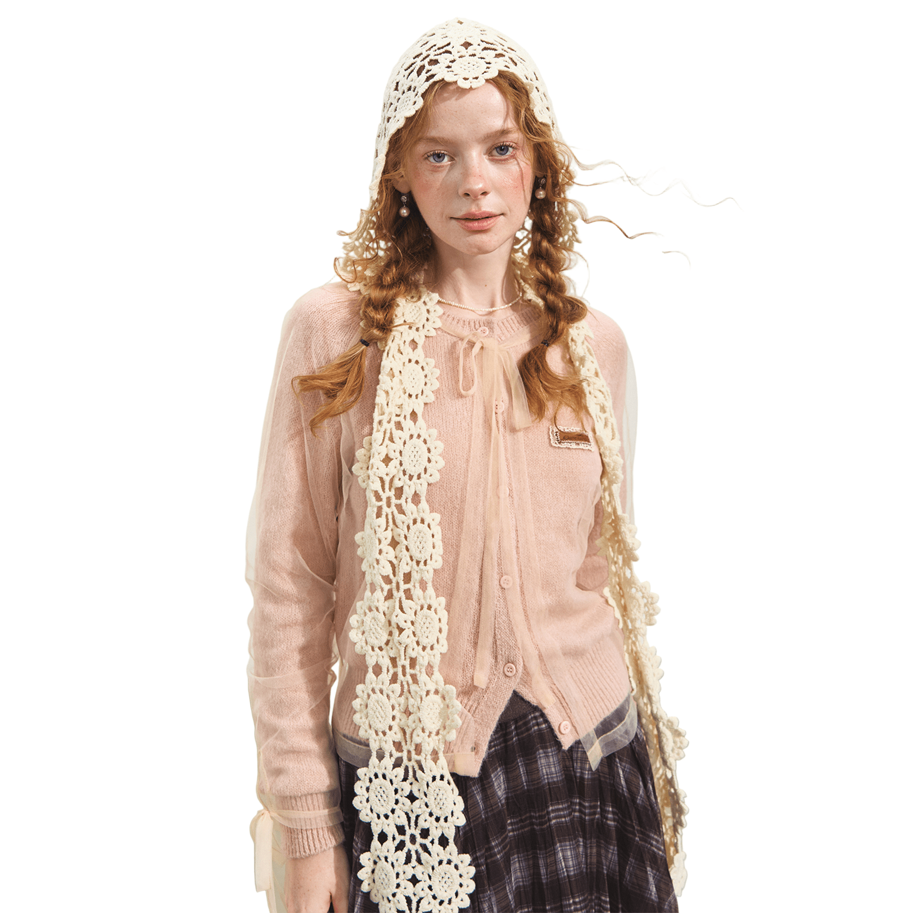 SOMESOWE Mesh Two - piece Sweater Cardigan In Pink | MADAX