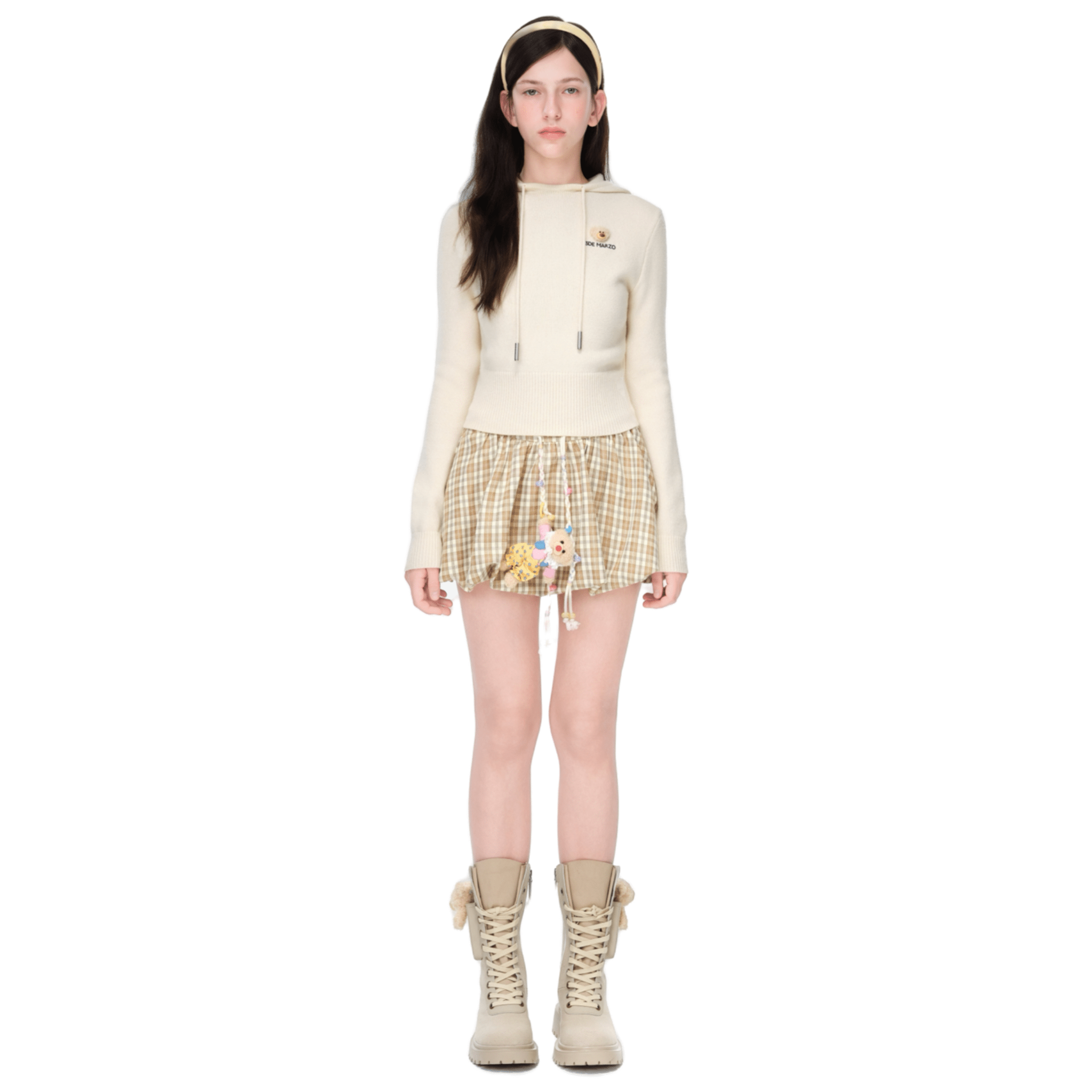 13DE MARZO Mini LOGO Tight Sweater in Off - White | MADAX